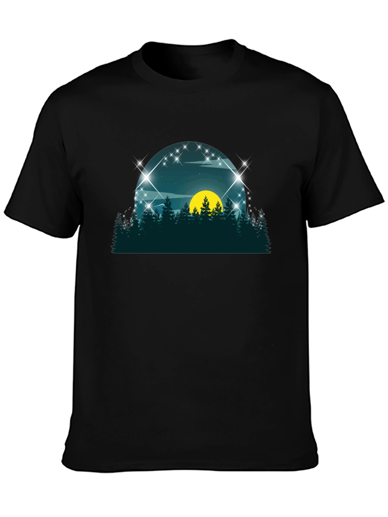 Nature Scene Graphic Tee - Black Cotton Blend