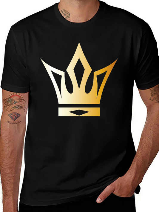 Golden Crown Graphic T-Shirt - Stylish Black Tee