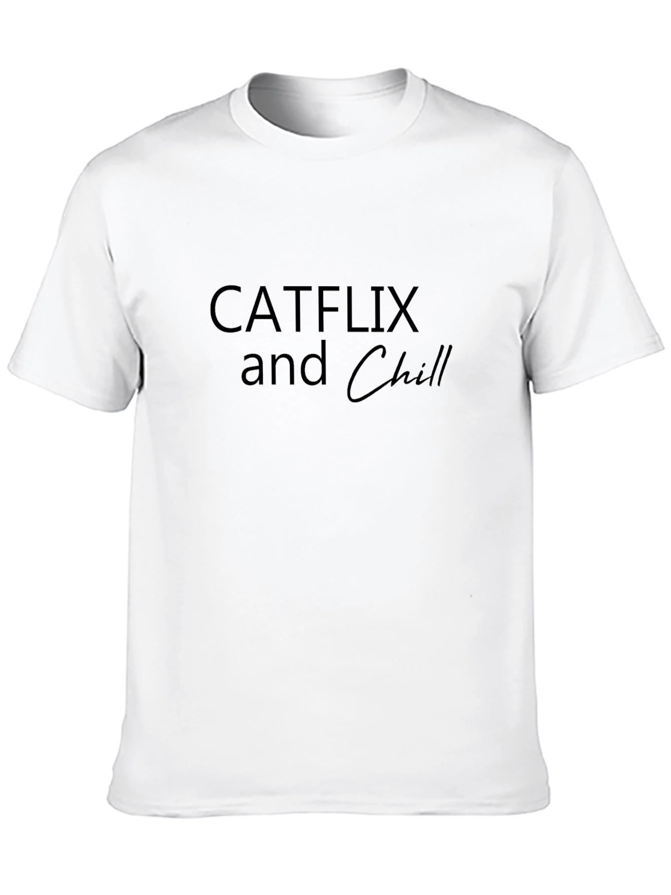 Catflix and Chill Black Graphic T-Shirt
