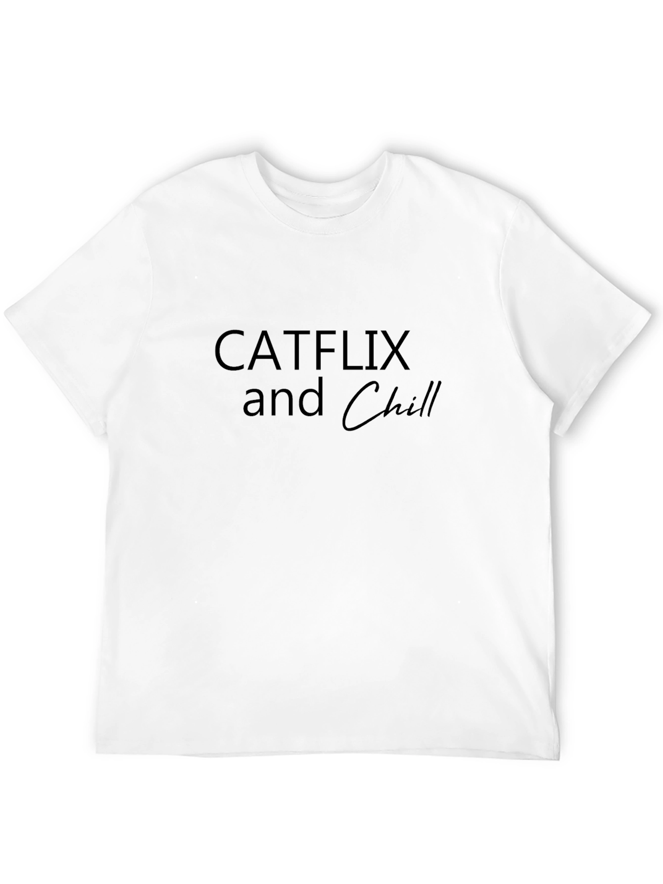 Catflix and Chill Black Graphic T-Shirt