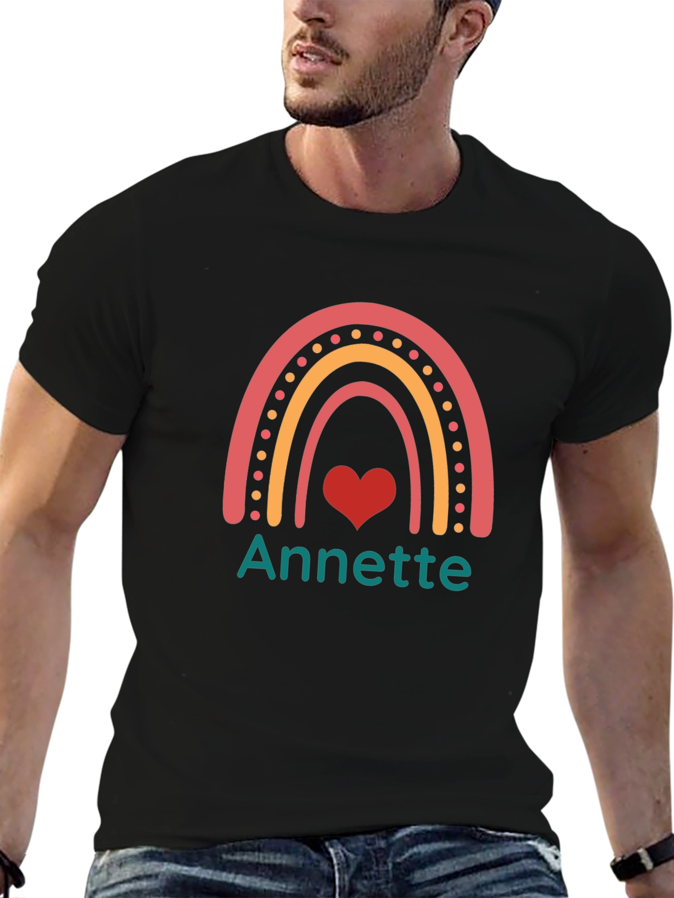 Annette Rainbow Heart Tee - Custom Name Shirt
