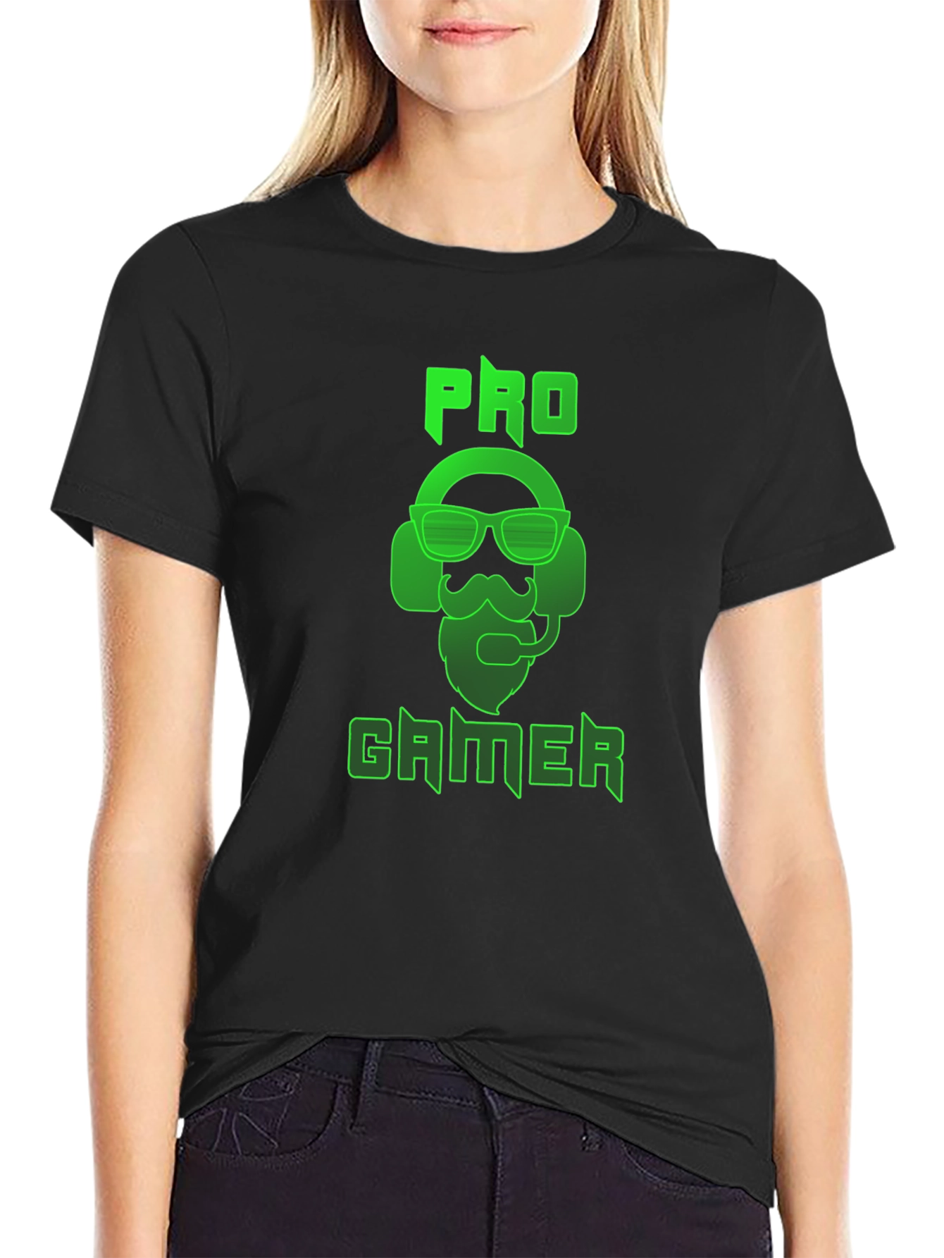 Pro Gamer Black T-Shirt - Bearded Gamer Design