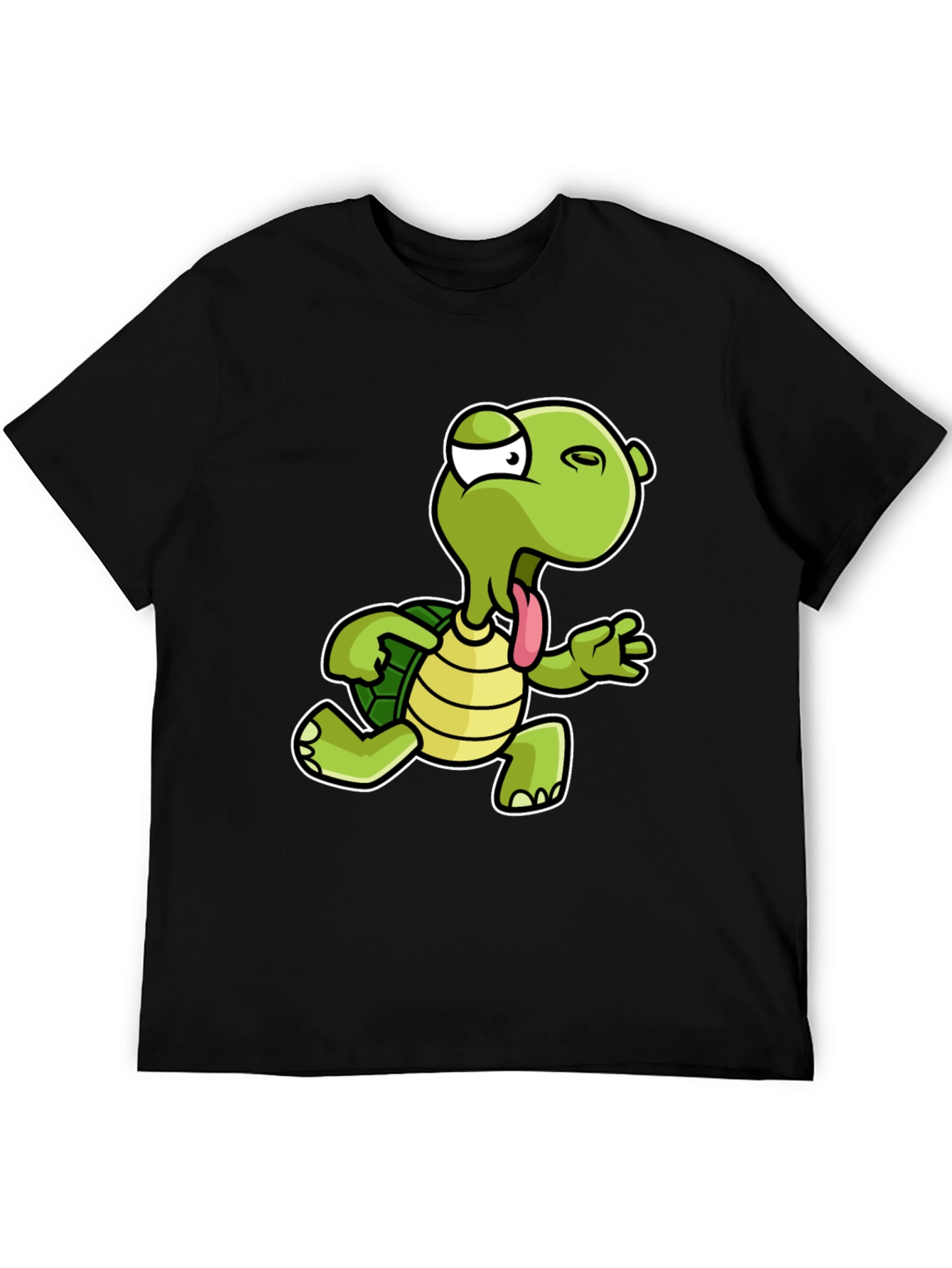 Funny Cartoon Turtle Black T-Shirt