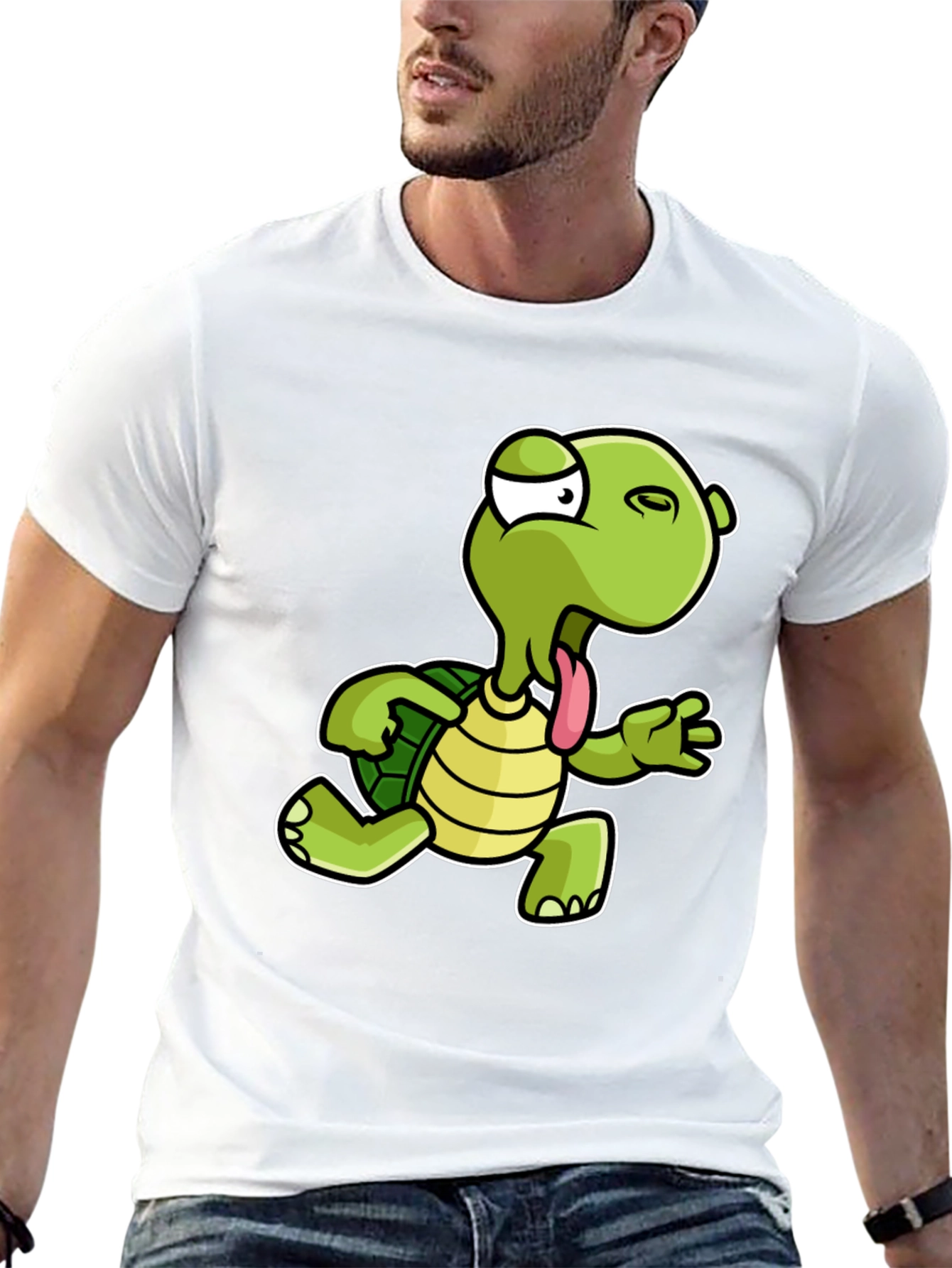 Funny Cartoon Turtle Black T-Shirt