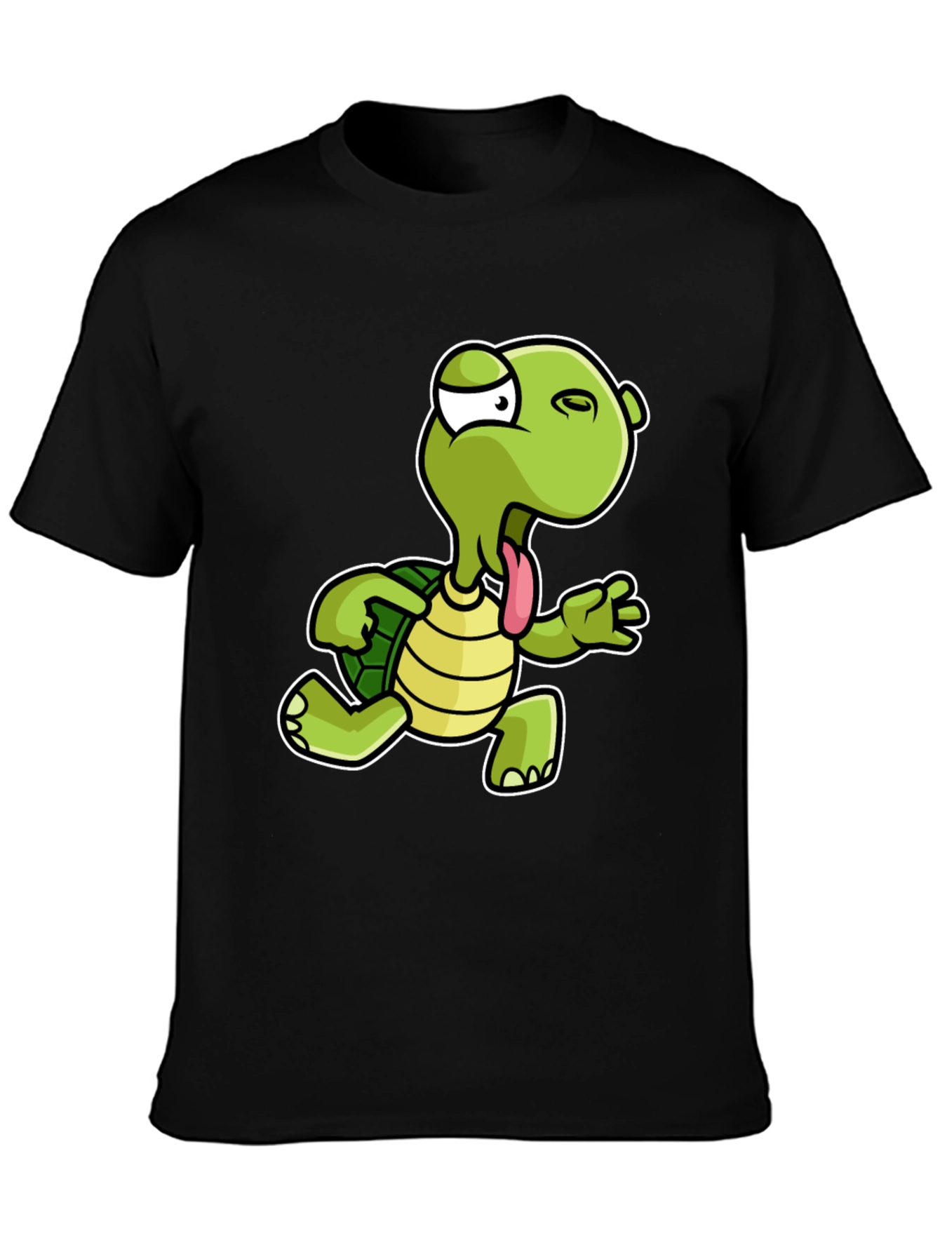 Funny Cartoon Turtle Black T-Shirt