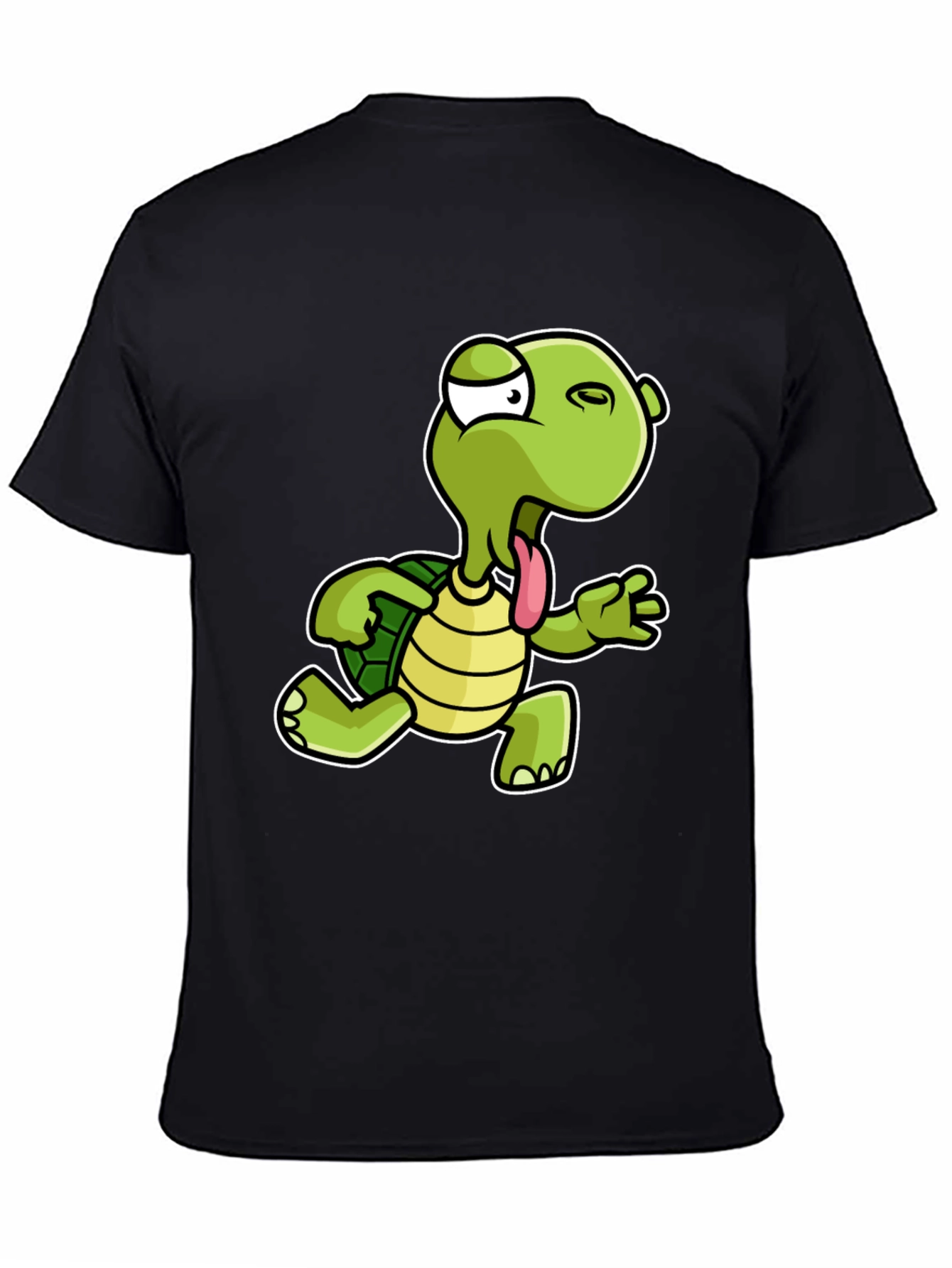 Funny Cartoon Turtle Black T-Shirt