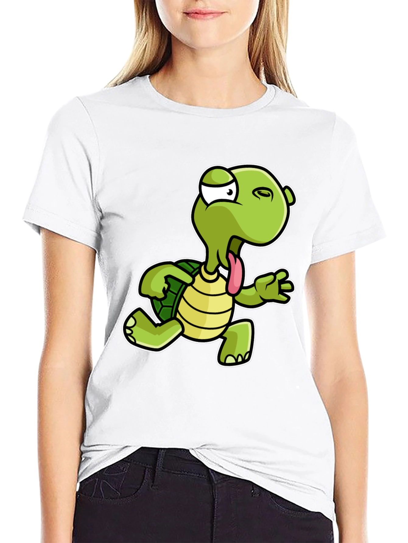 Funny Cartoon Turtle Black T-Shirt