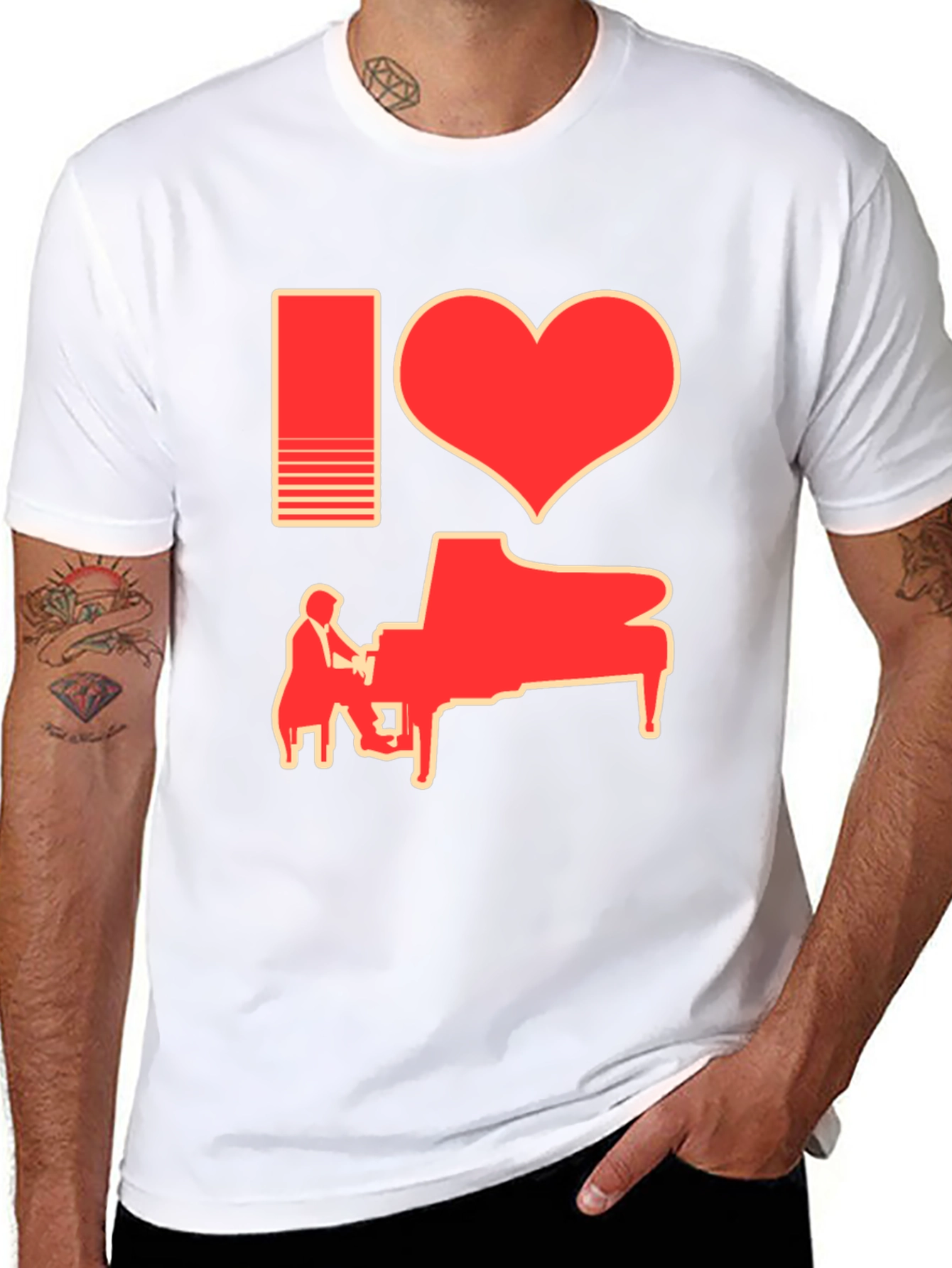 I Heart Piano Black T-Shirt