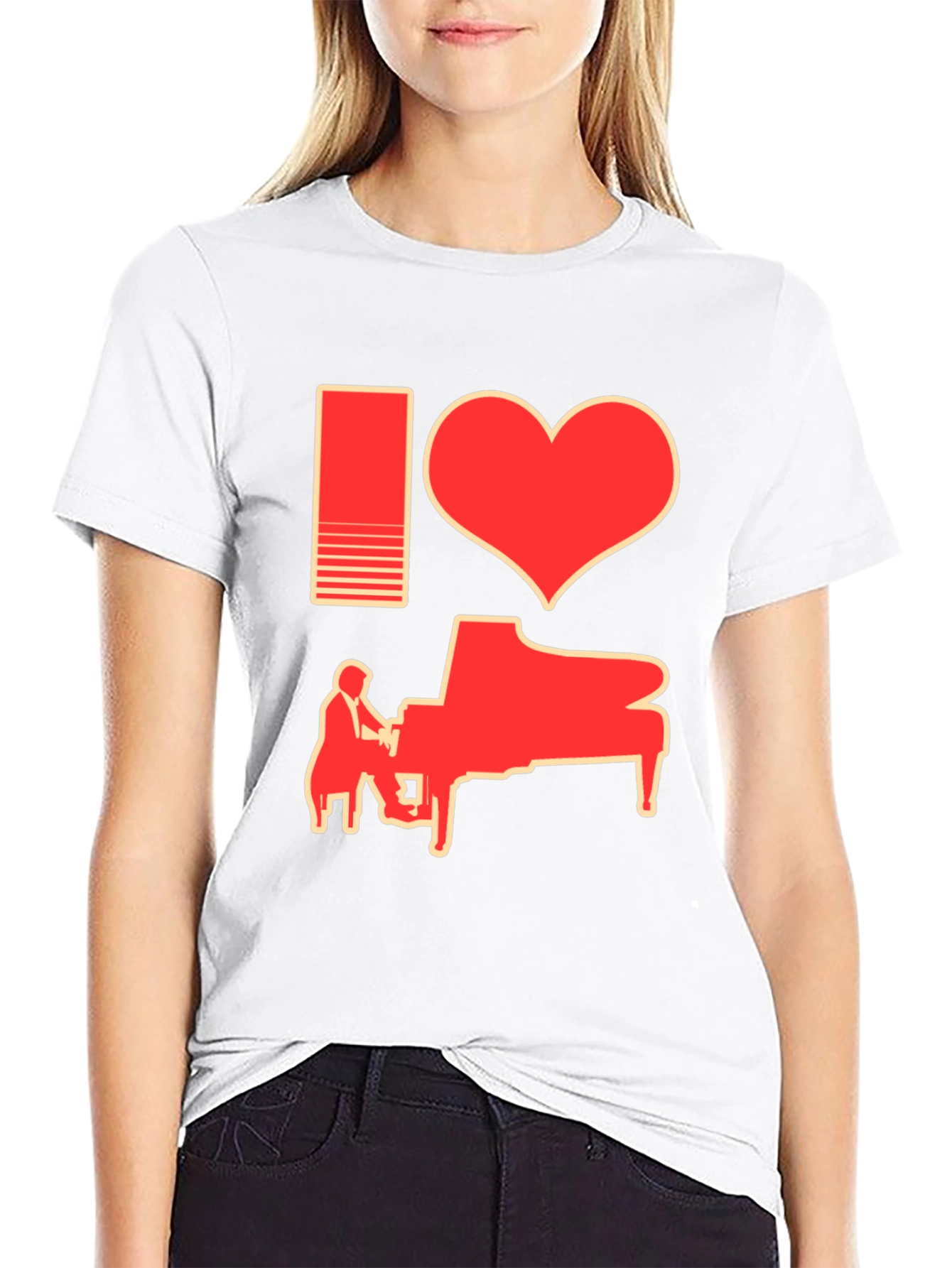 I Heart Piano Black T-Shirt