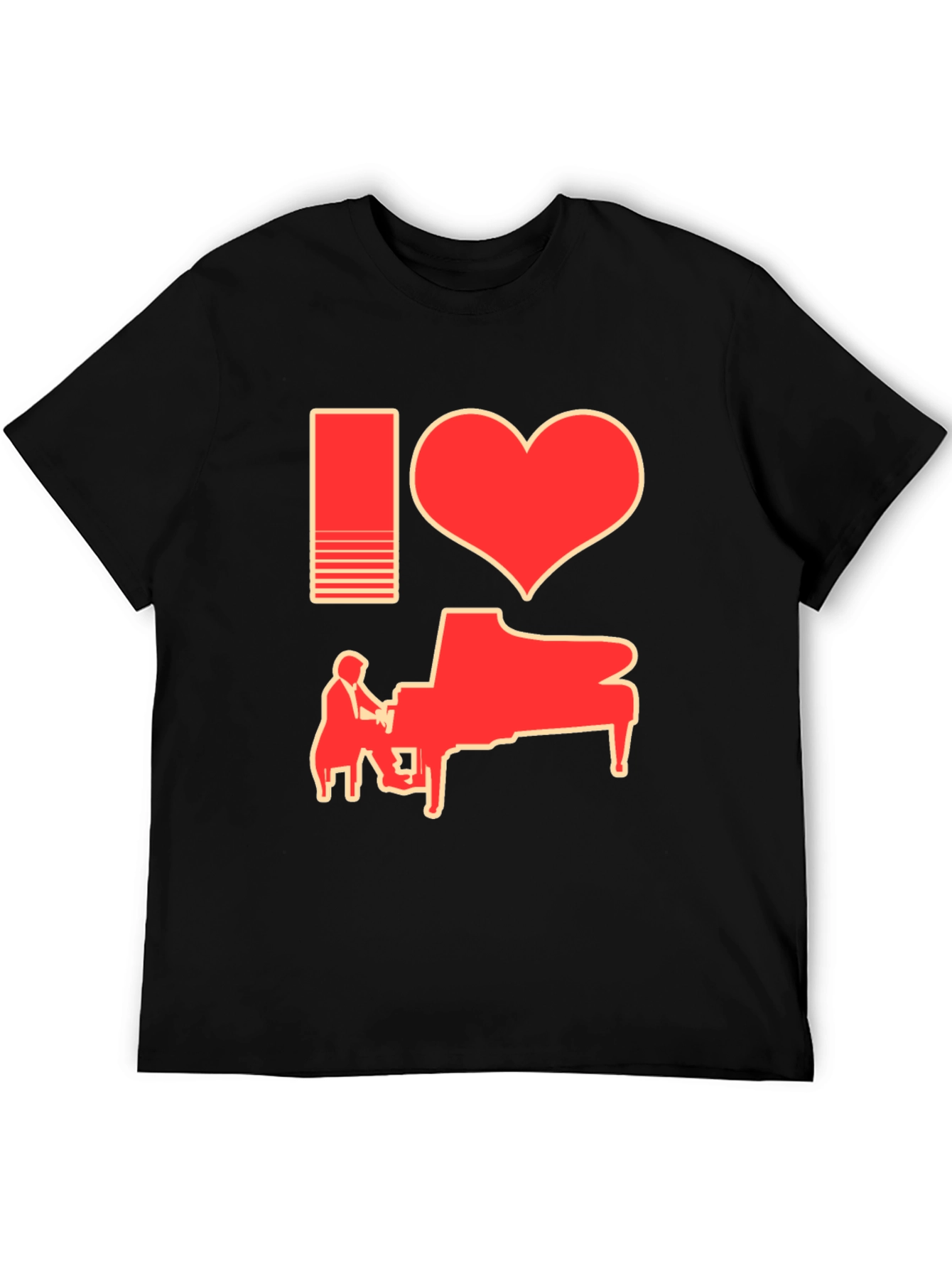 I Heart Piano Black T-Shirt