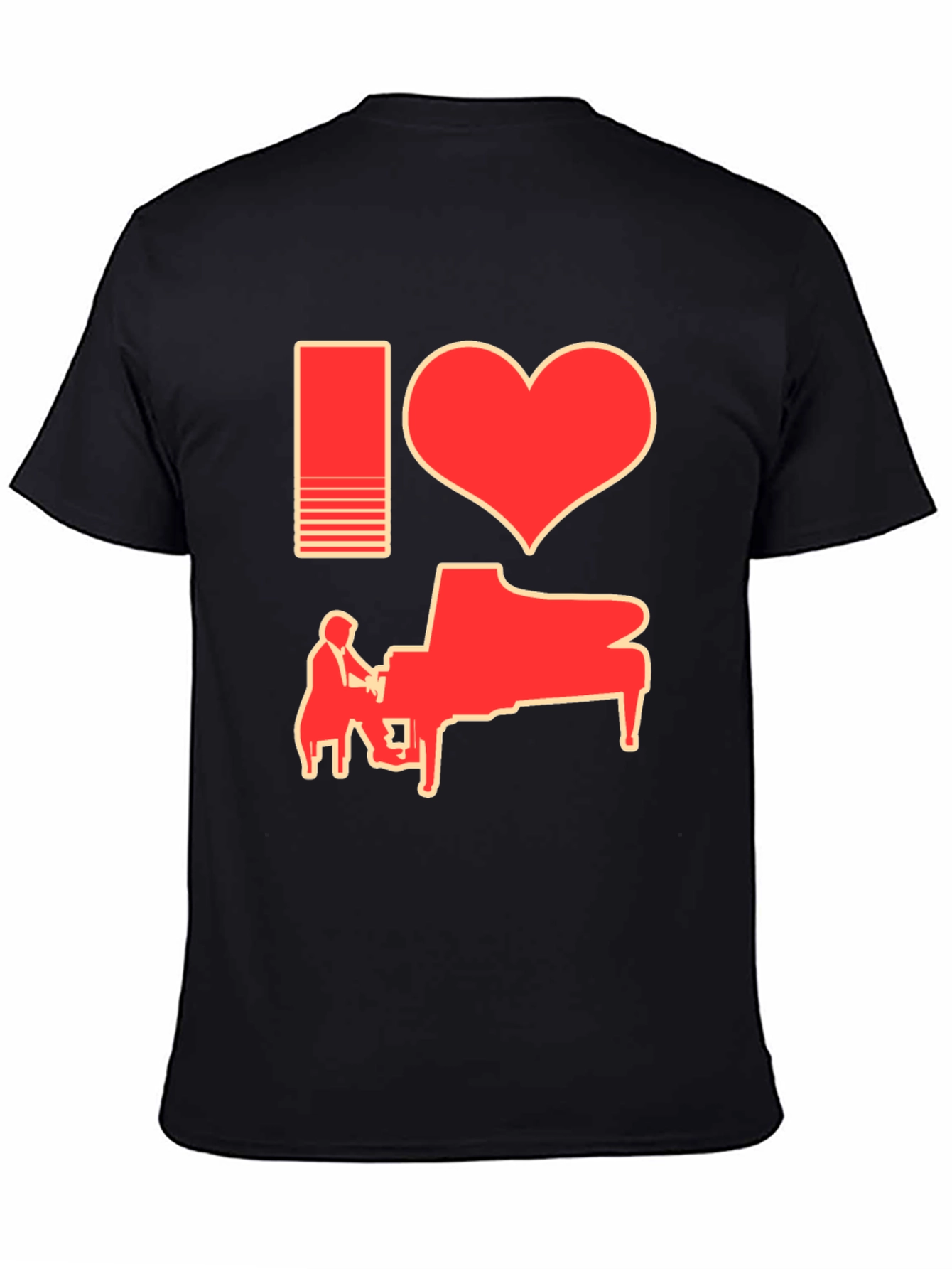 I Heart Piano Black T-Shirt