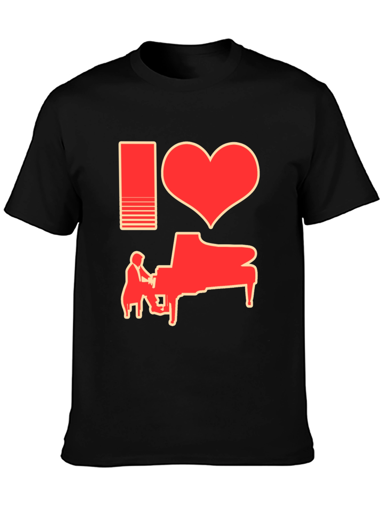 I Heart Piano Black T-Shirt
