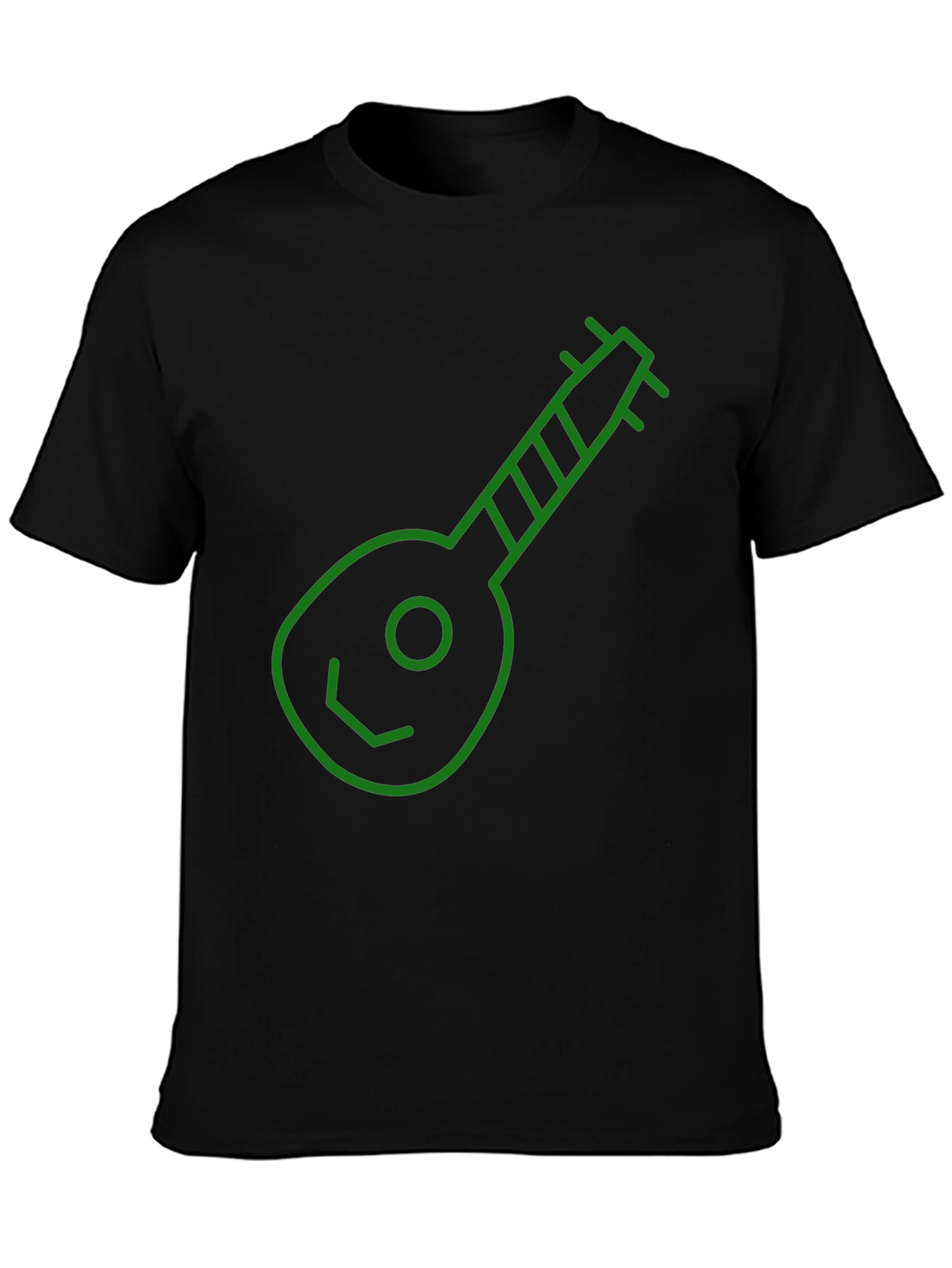 Green Ukulele Graphic Black T-Shirt