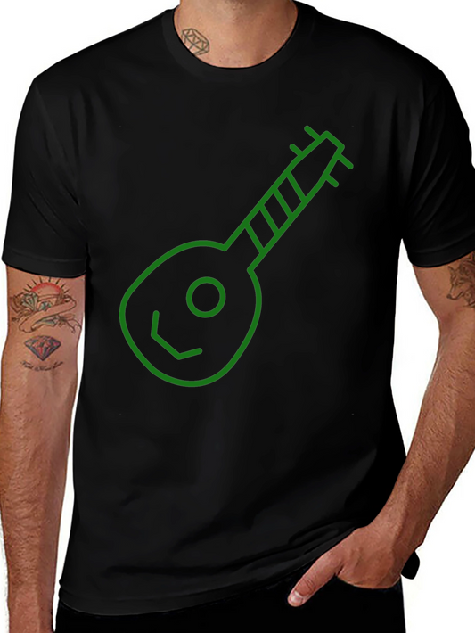 Green Ukulele Graphic Black T-Shirt