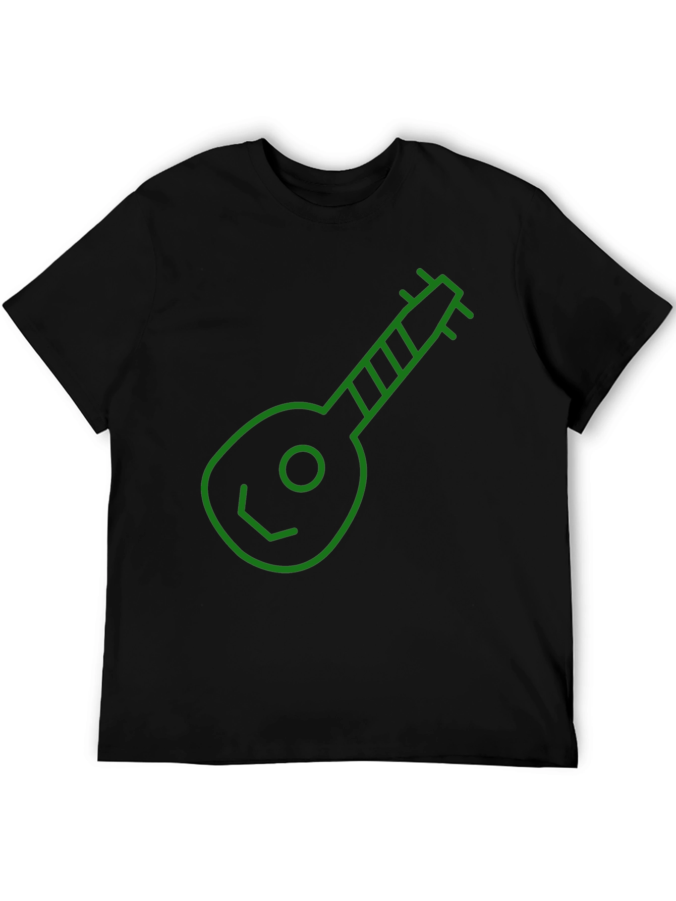 Green Ukulele Graphic Black T-Shirt