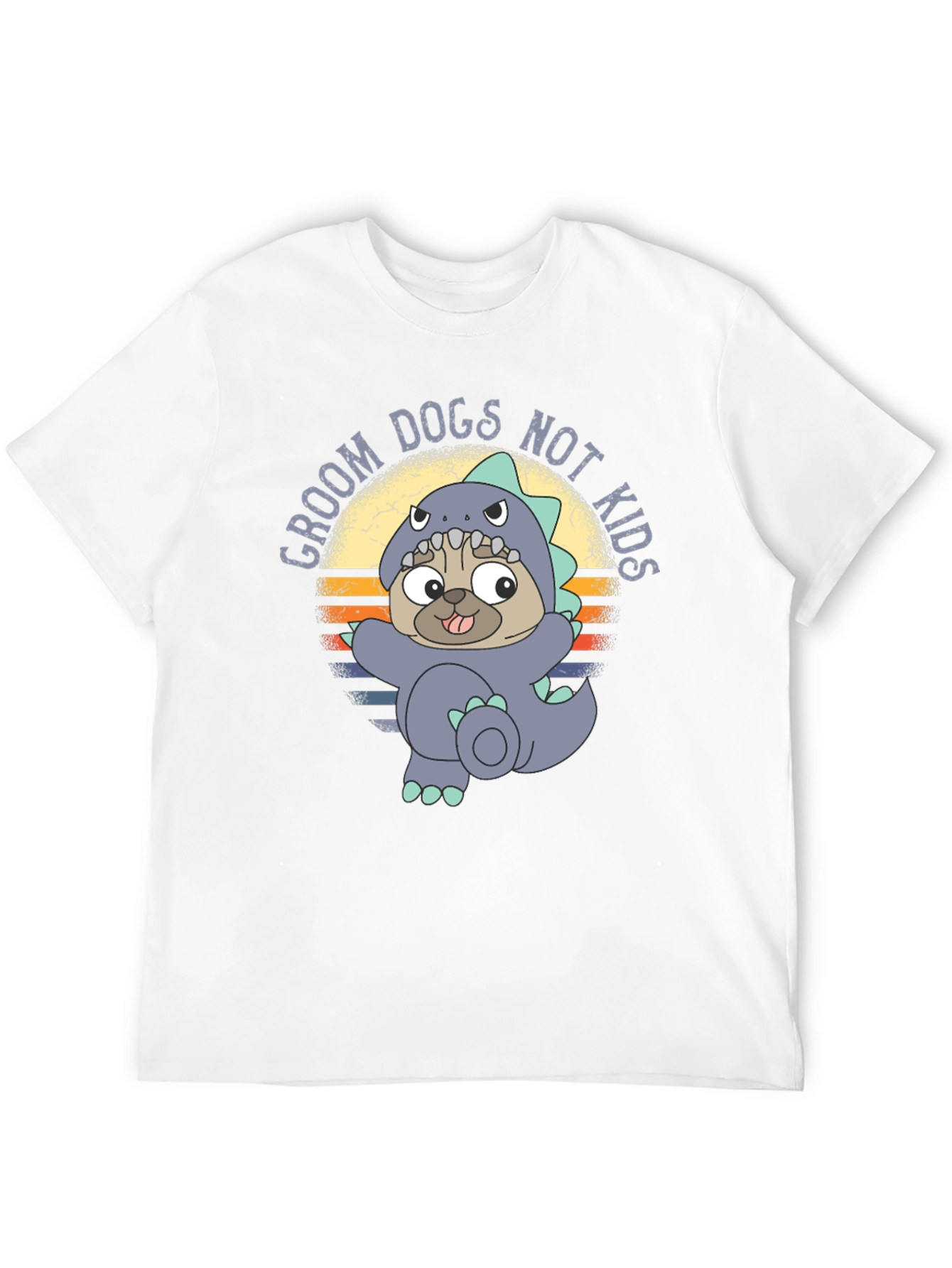 Groom Dogs Not Kids T-Shirt Pug Dino Costume