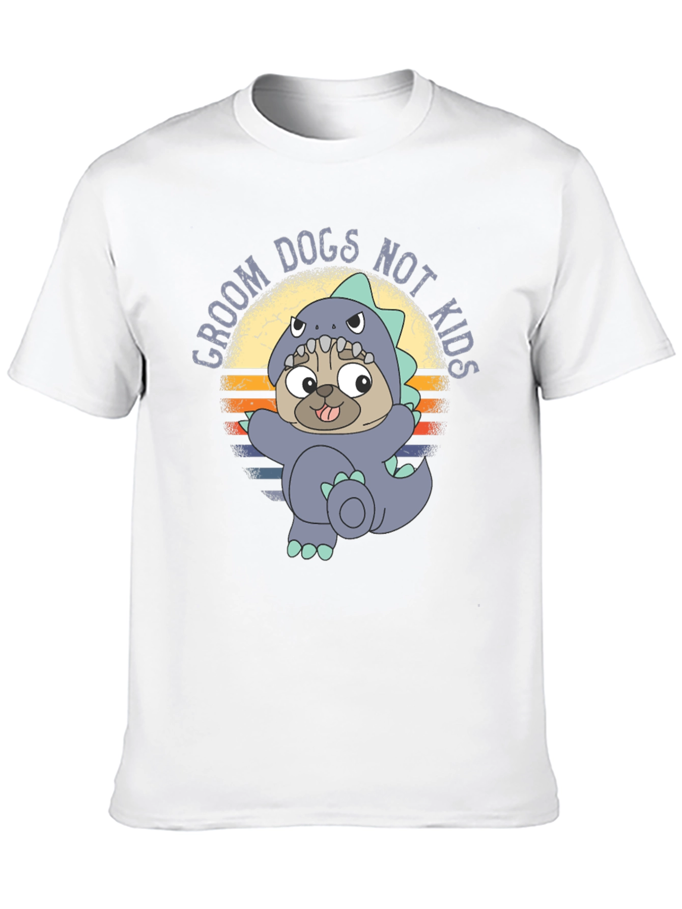 Groom Dogs Not Kids T-Shirt Pug Dino Costume