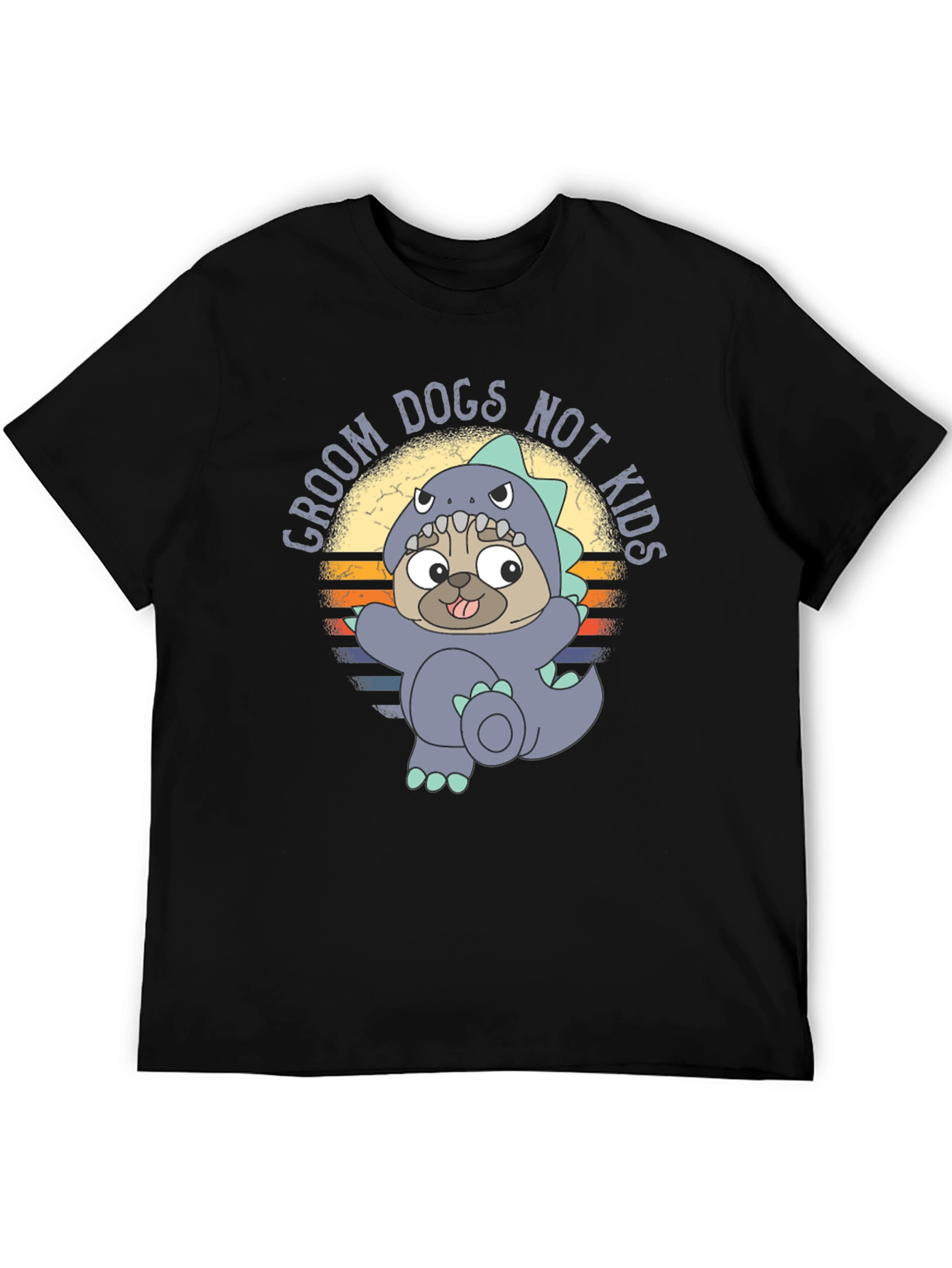 Groom Dogs Not Kids T-Shirt Pug Dino Costume