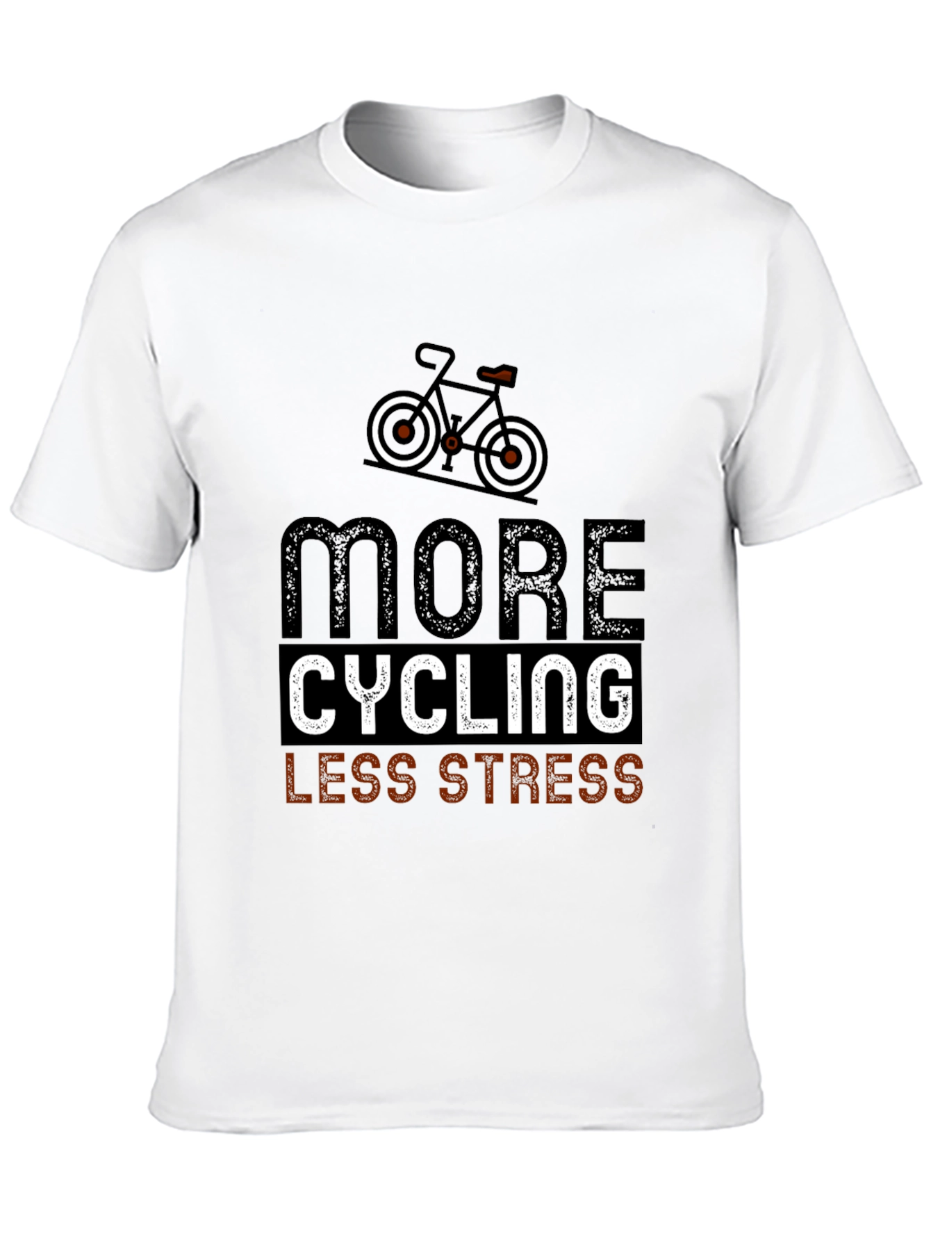 More Cycling Less Stress Black T-Shirt