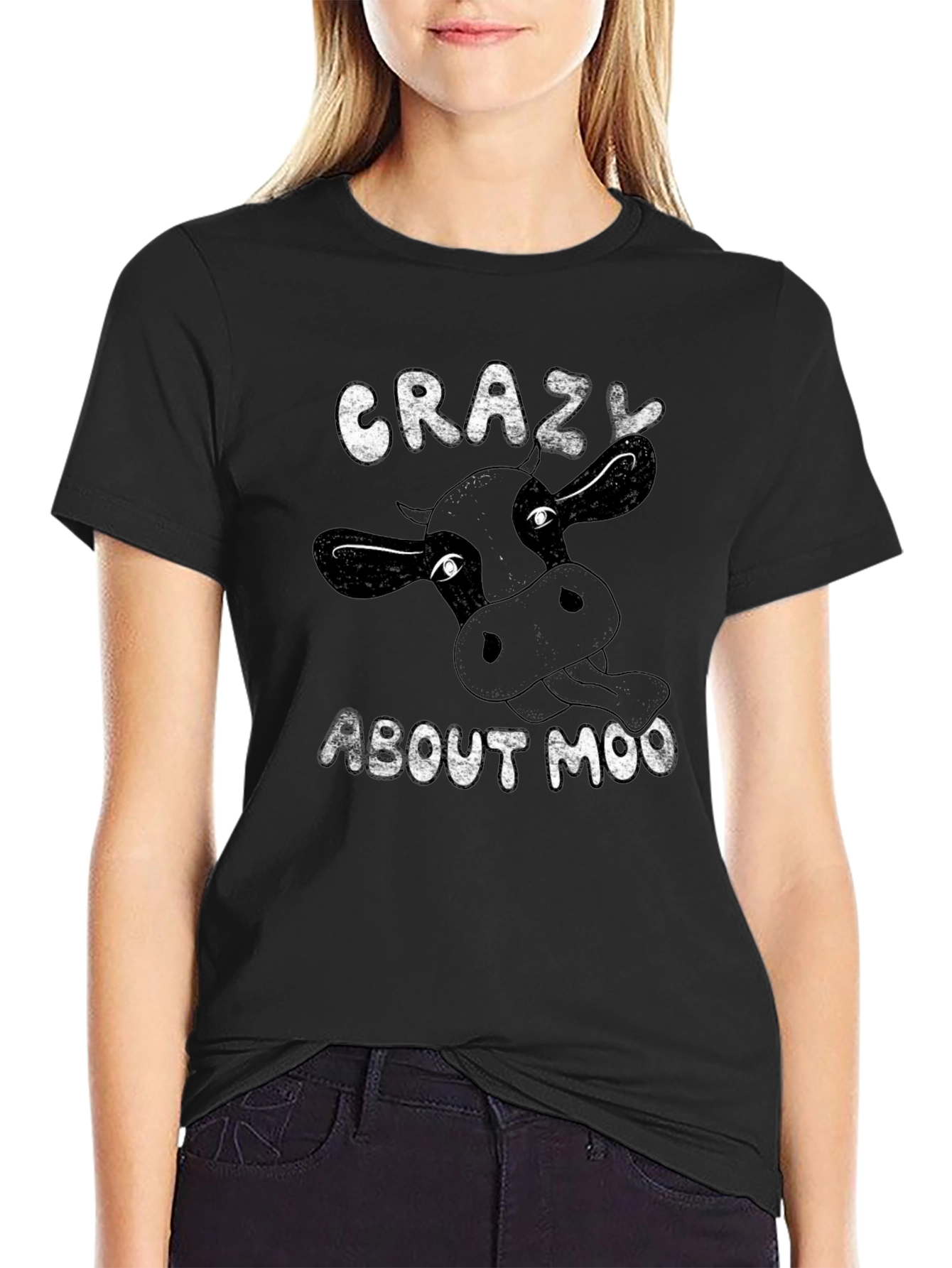Crazy About Moo Black T-Shirt