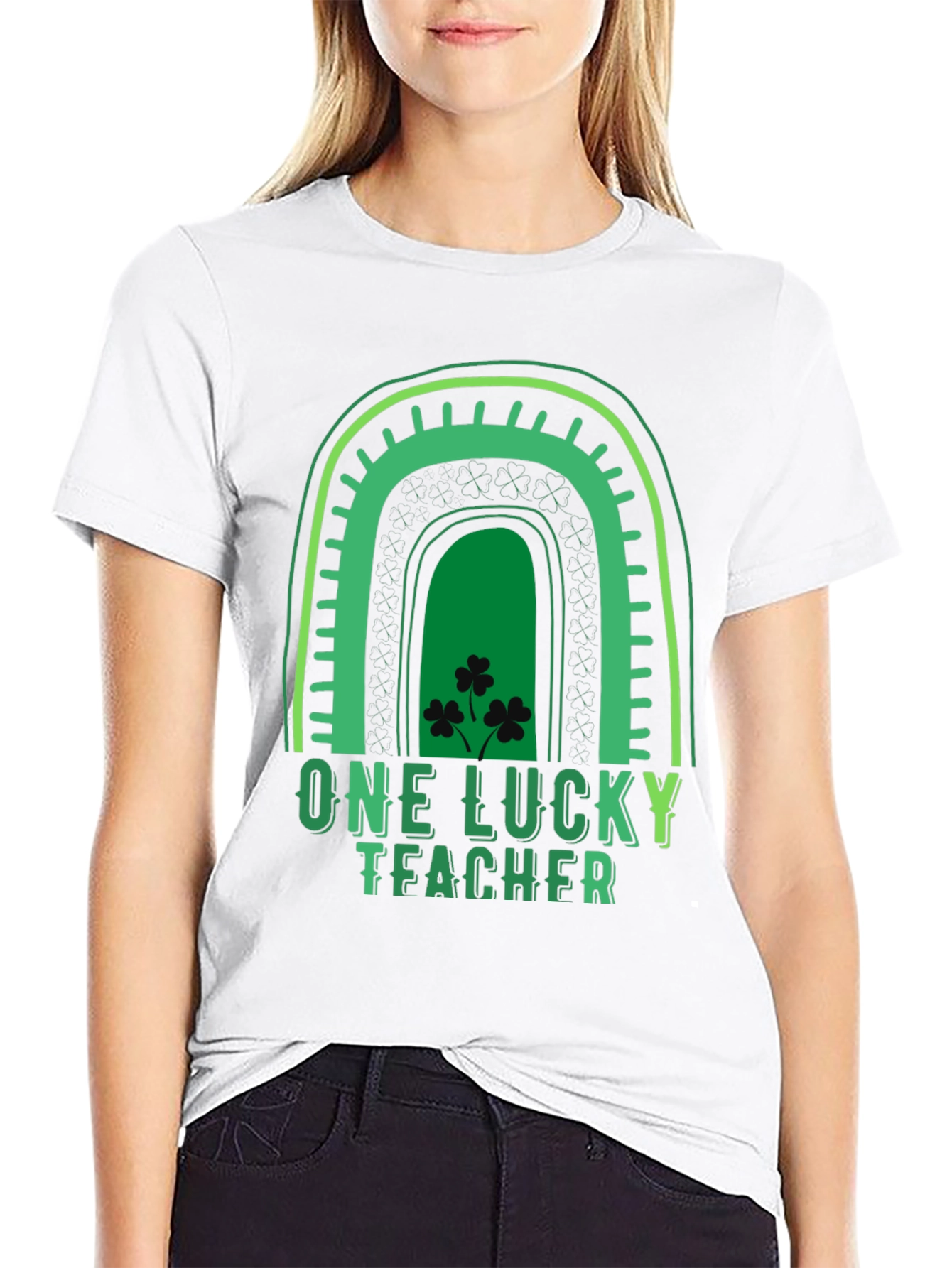 Lucky Teacher St. Patricks Day Rainbow Graphic Tee