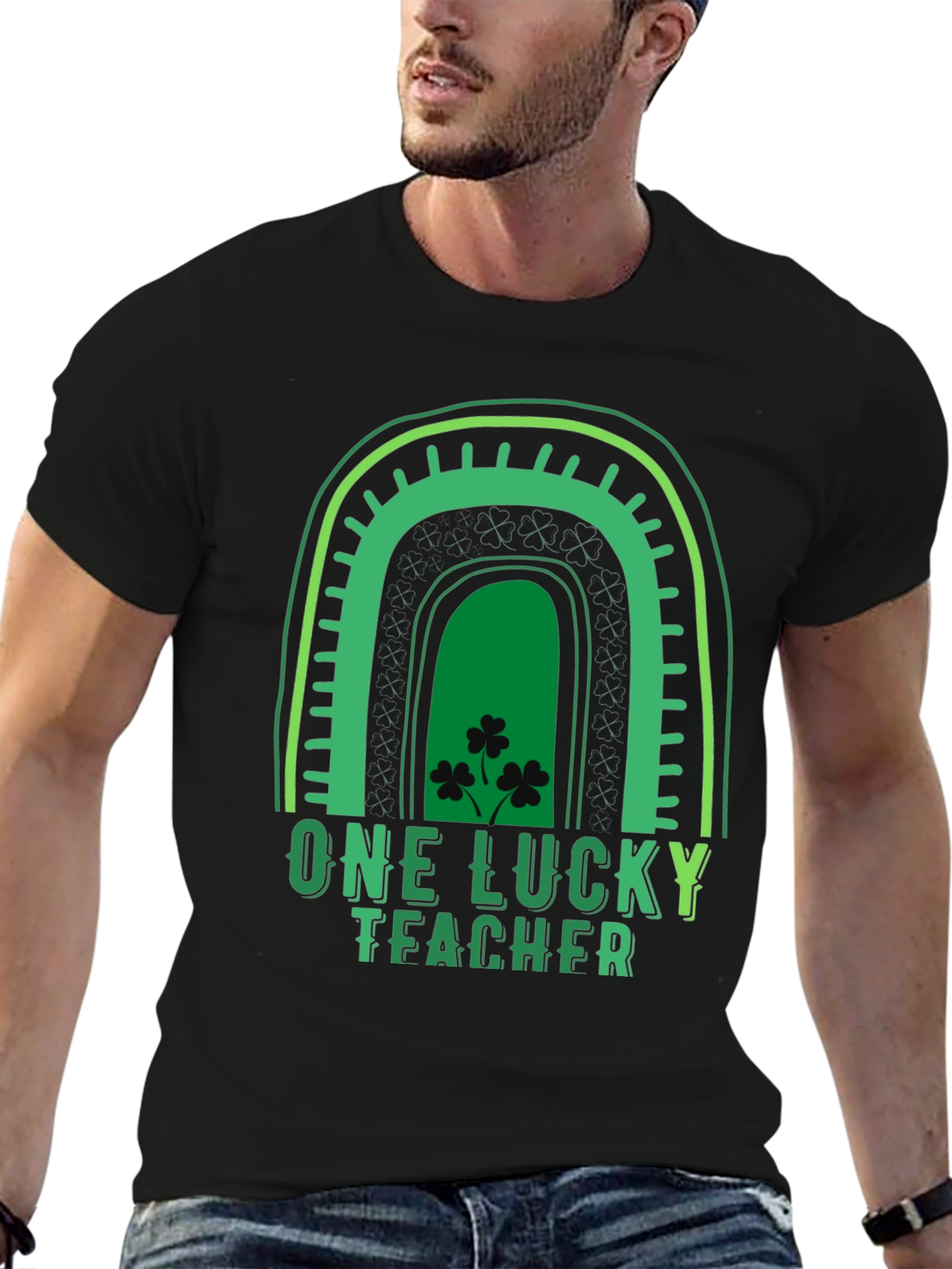 Lucky Teacher St. Patricks Day Rainbow Graphic Tee