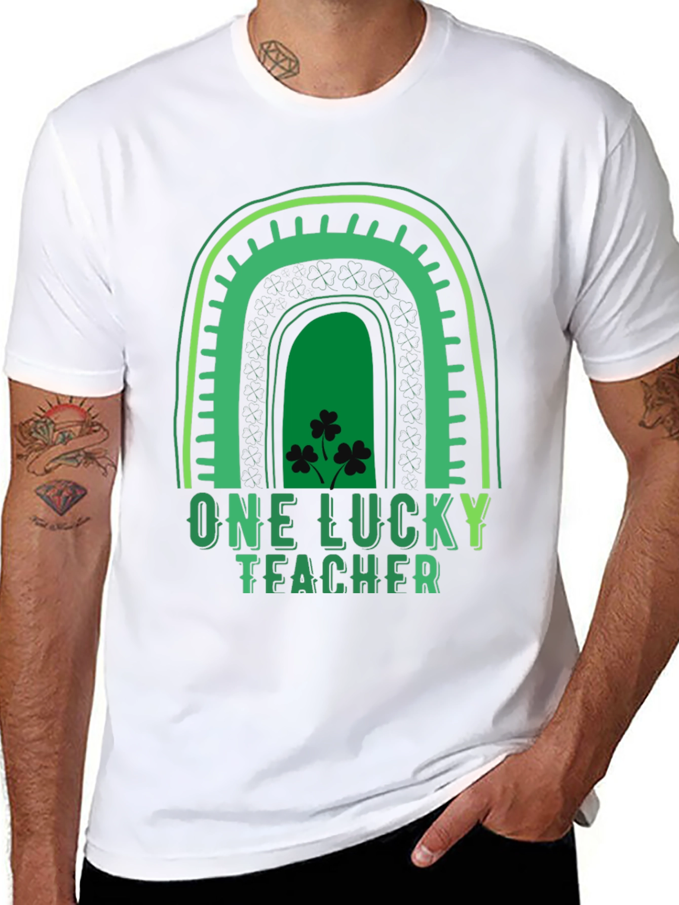 Lucky Teacher St. Patricks Day Rainbow Graphic Tee
