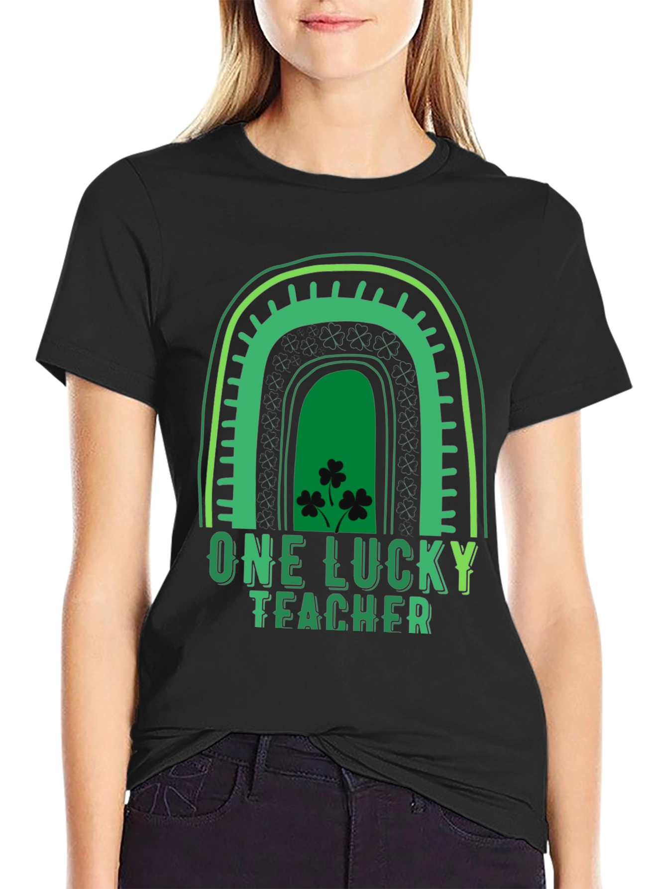 Lucky Teacher St. Patricks Day Rainbow Graphic Tee
