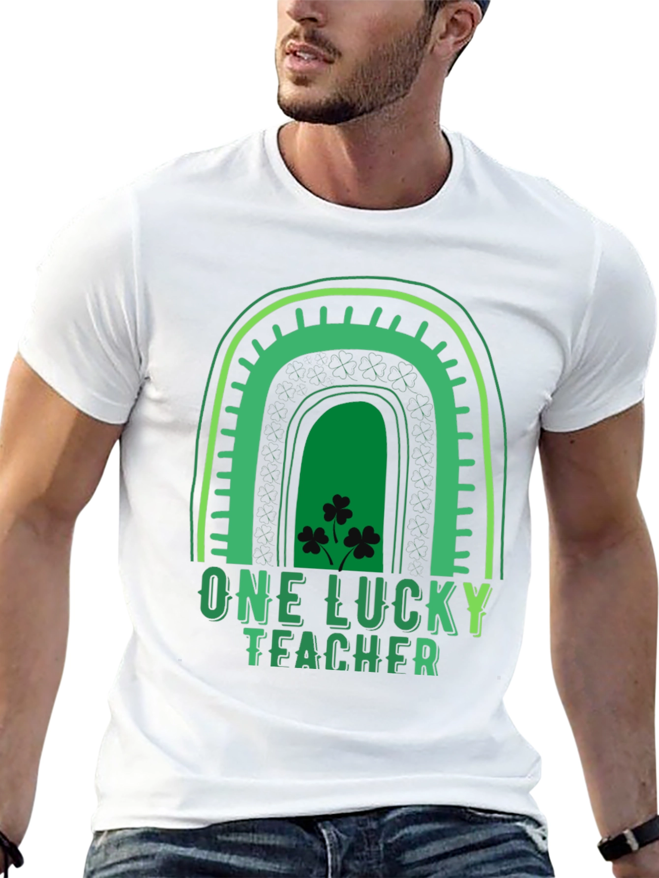 Lucky Teacher St. Patricks Day Rainbow Graphic Tee