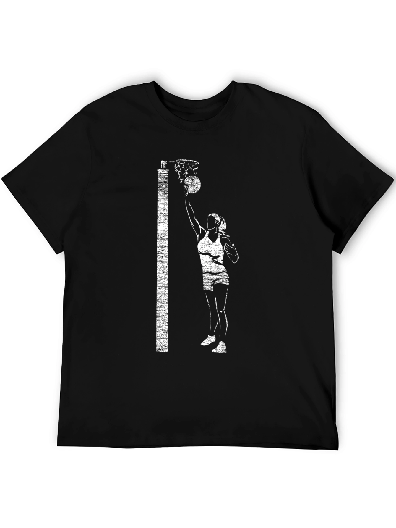 Netball Player Graphic Tee - Black Cotton