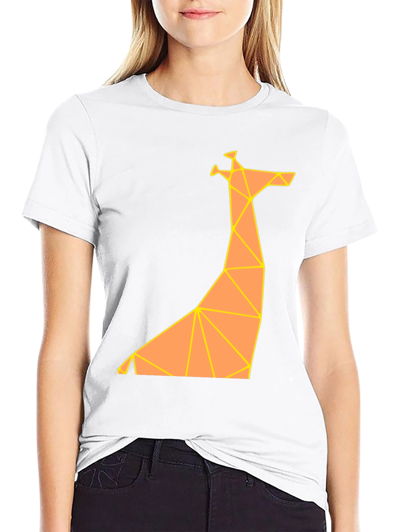 Geometric Giraffe Graphic Tee - Modern Art Shirt
