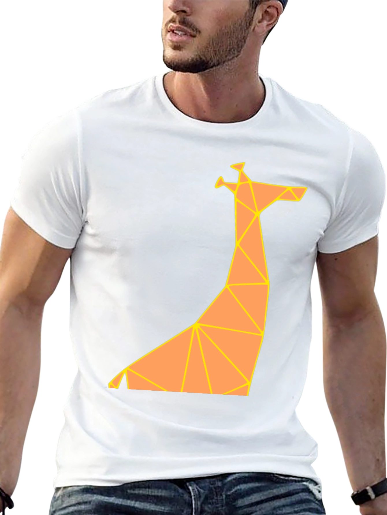 Geometric Giraffe Graphic Tee - Modern Art Shirt