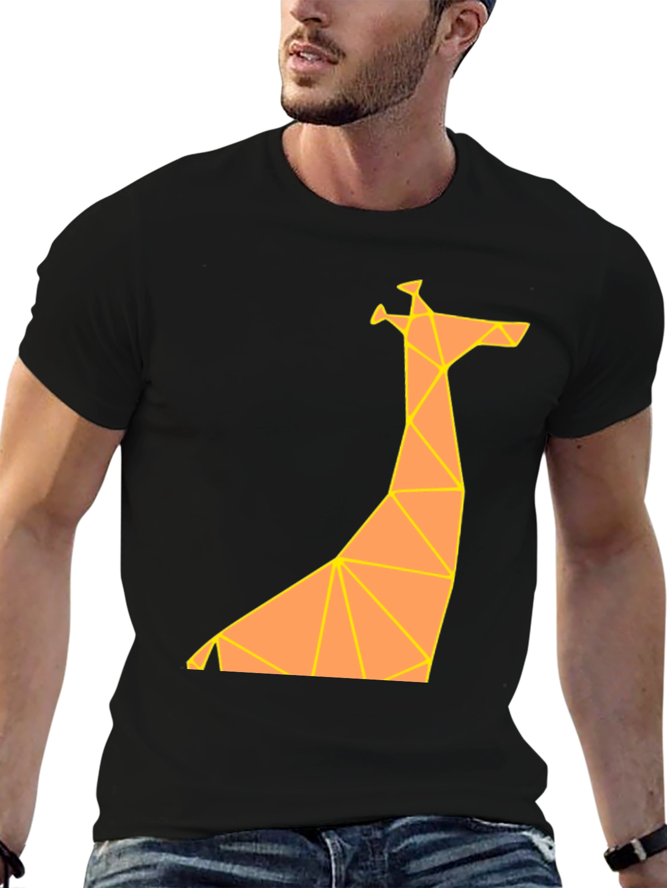 Geometric Giraffe Graphic Tee - Modern Art Shirt