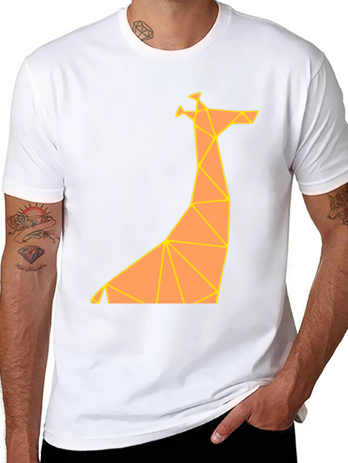 Geometric Giraffe Graphic Tee - Modern Art Shirt