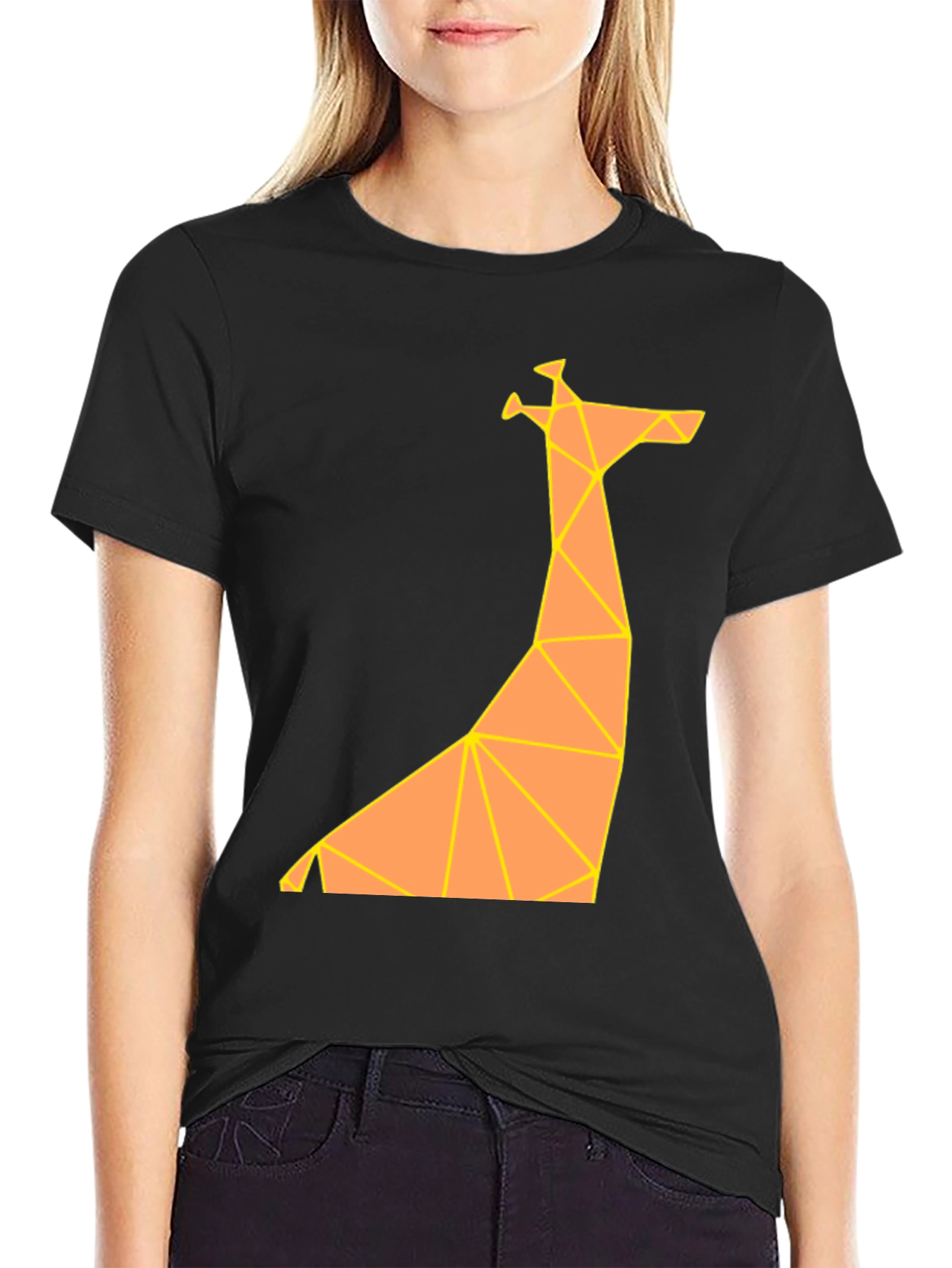 Geometric Giraffe Graphic Tee - Modern Art Shirt