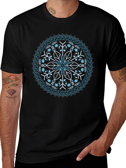 Black Snowflake Mandala Graphic Tee