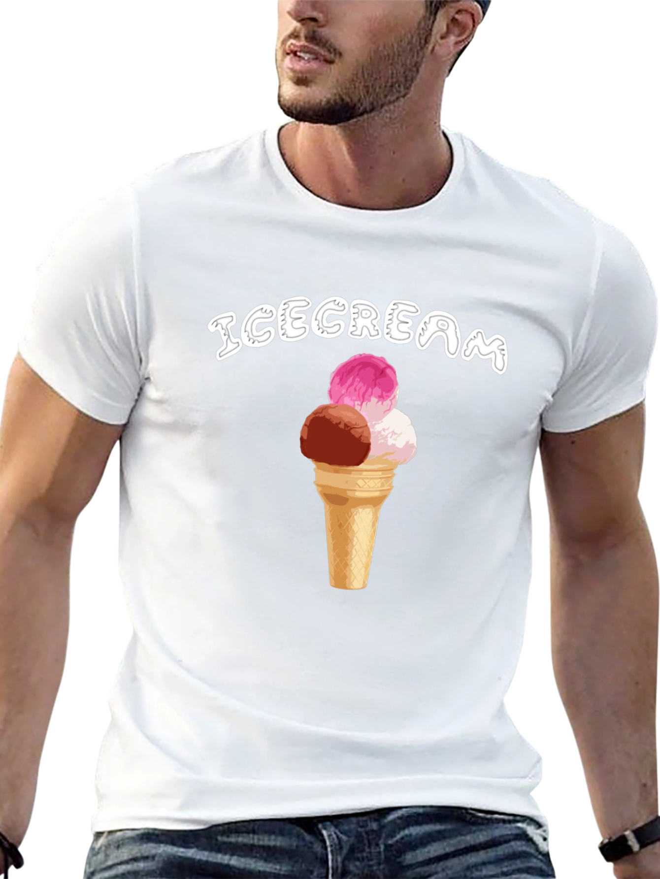 Ice Cream Cone Graphic T-Shirt - Black