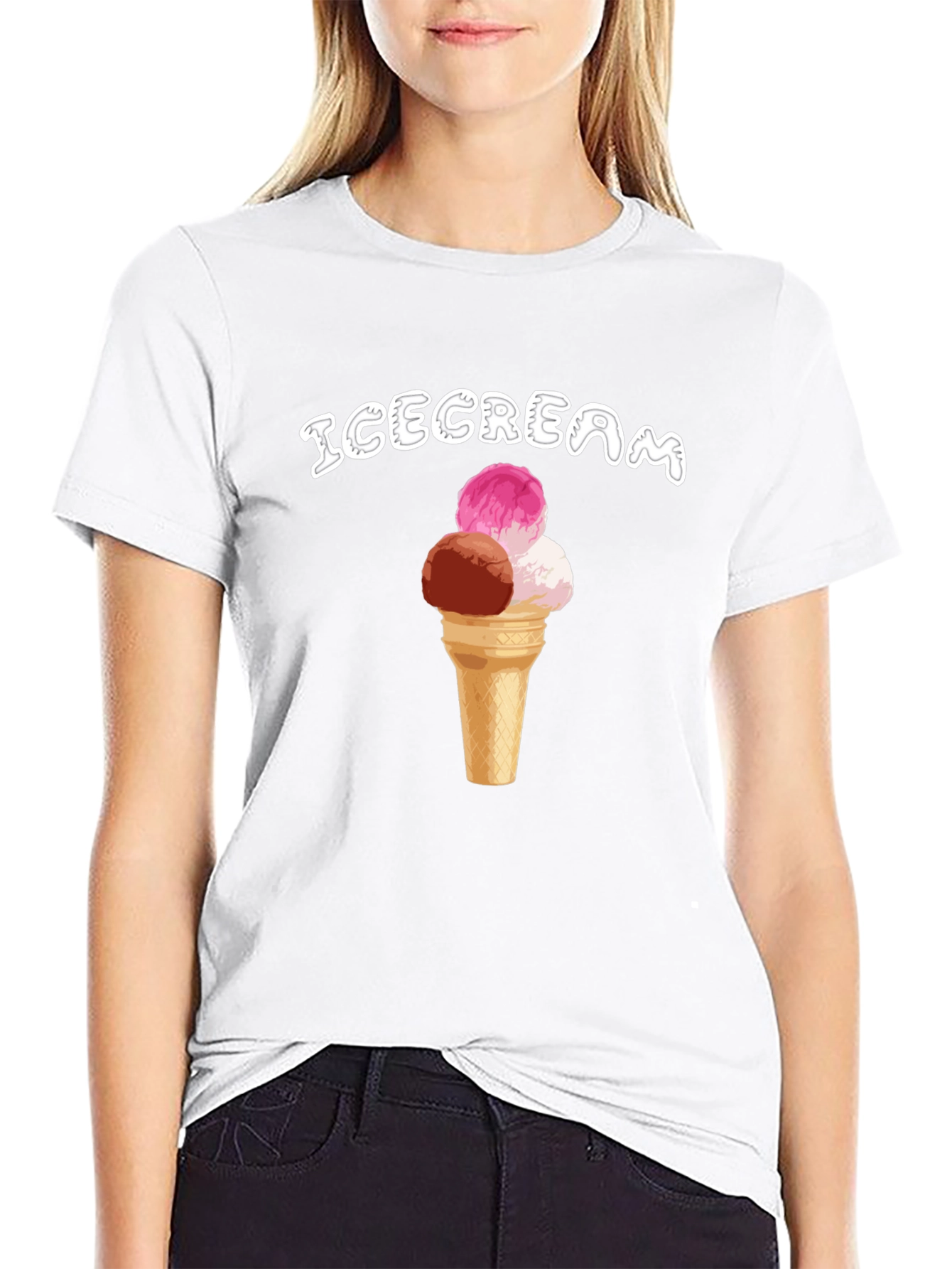 Ice Cream Cone Graphic T-Shirt - Black