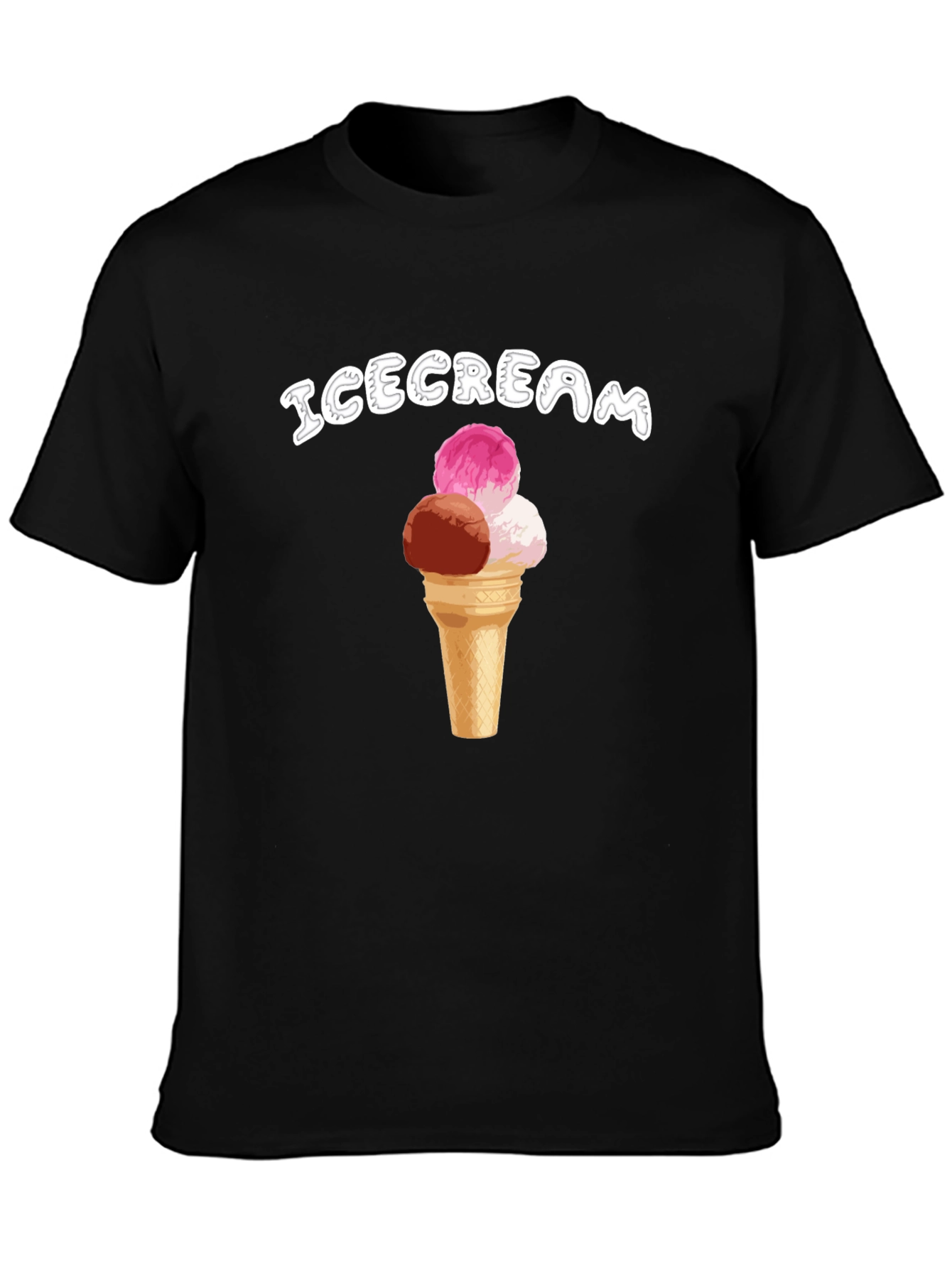 Ice Cream Cone Graphic T-Shirt - Black