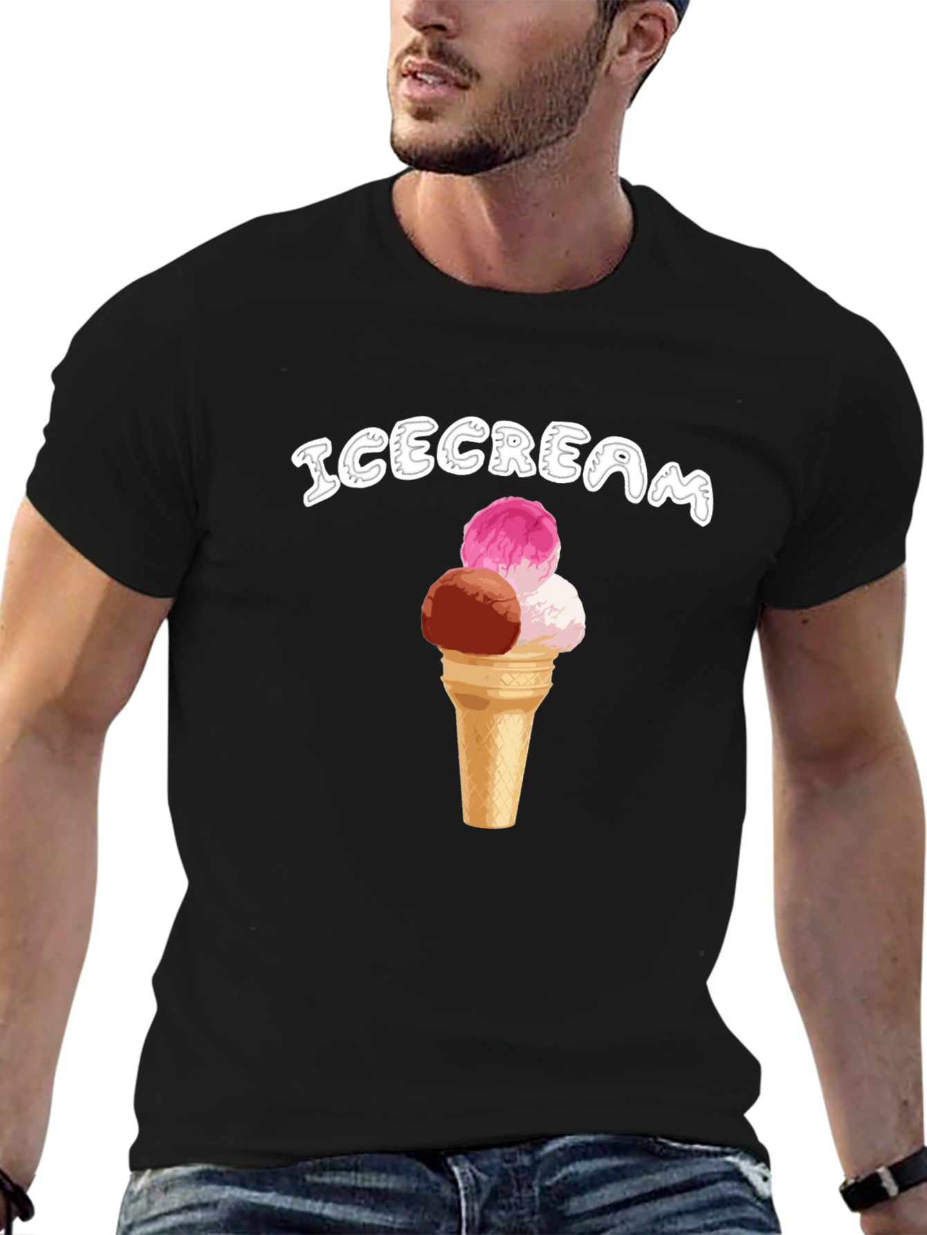 Ice Cream Cone Graphic T-Shirt - Black