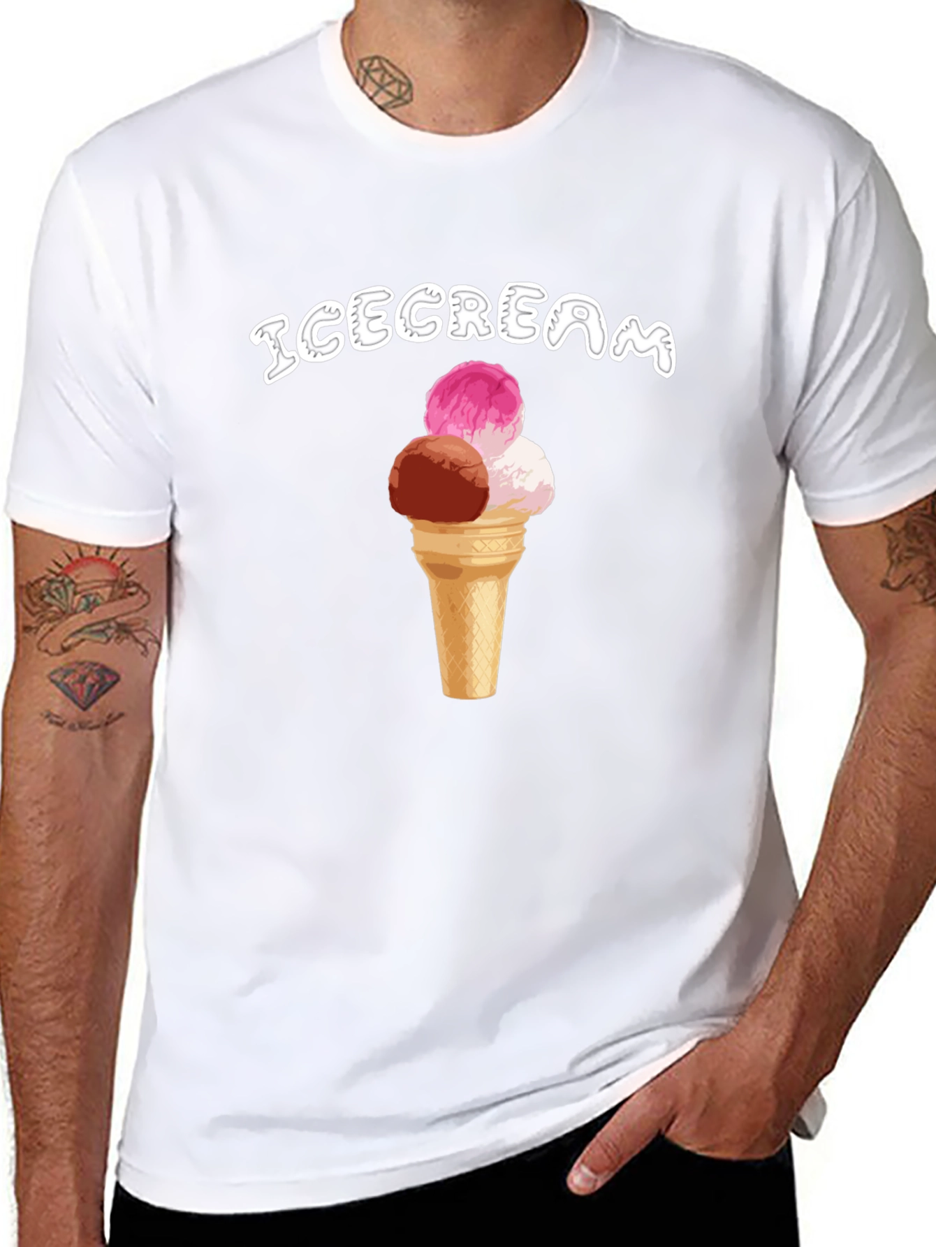 Ice Cream Cone Graphic T-Shirt - Black