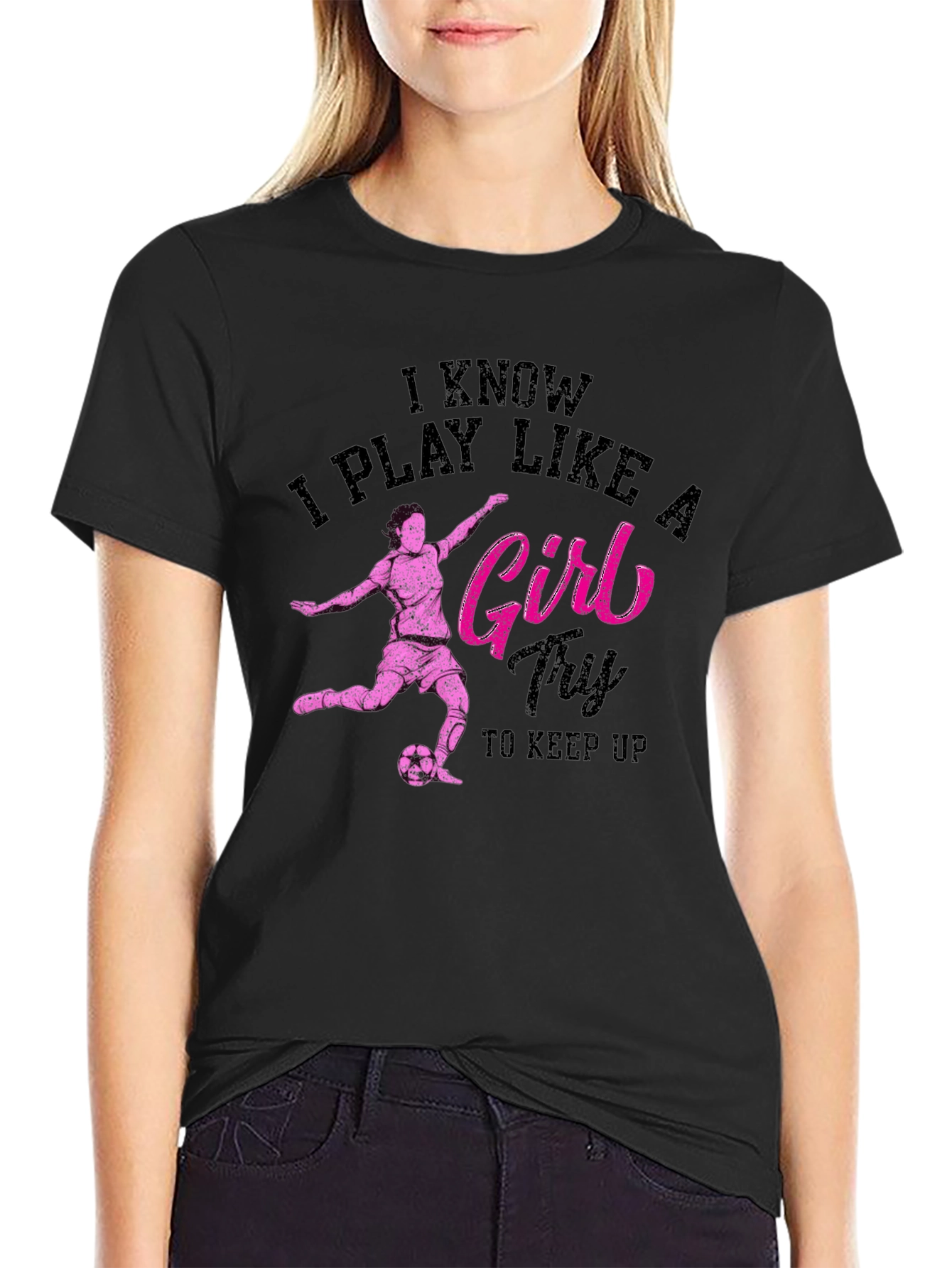 I Play Like a Girl Black Graphic Tee
