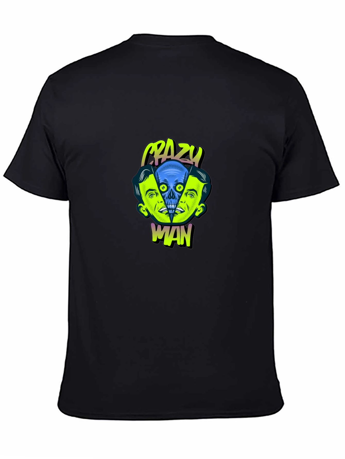 Crazy Man Graphic Print Black T-Shirt