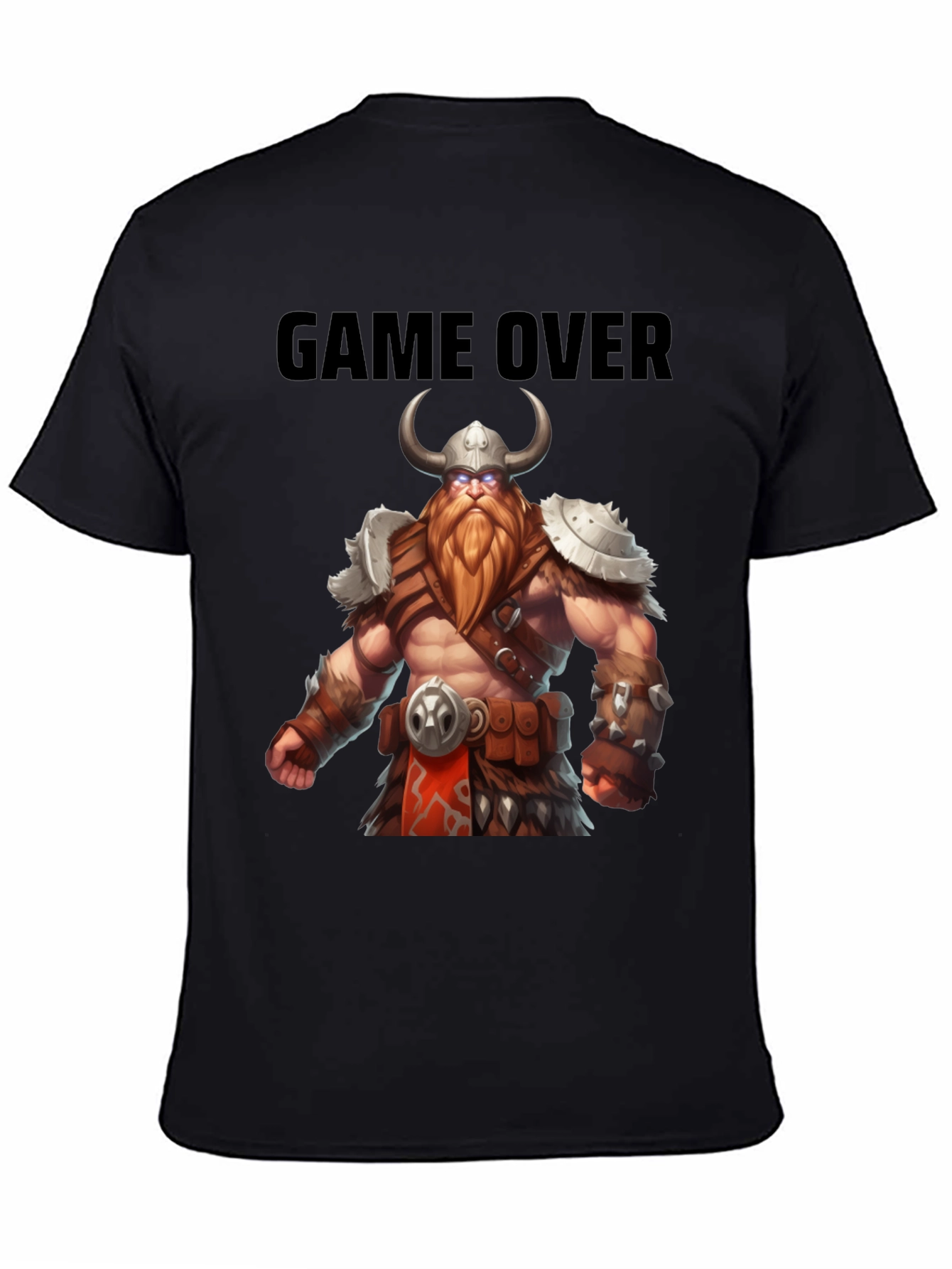 Game Over Viking Graphic Tee - Black Cotton Blend