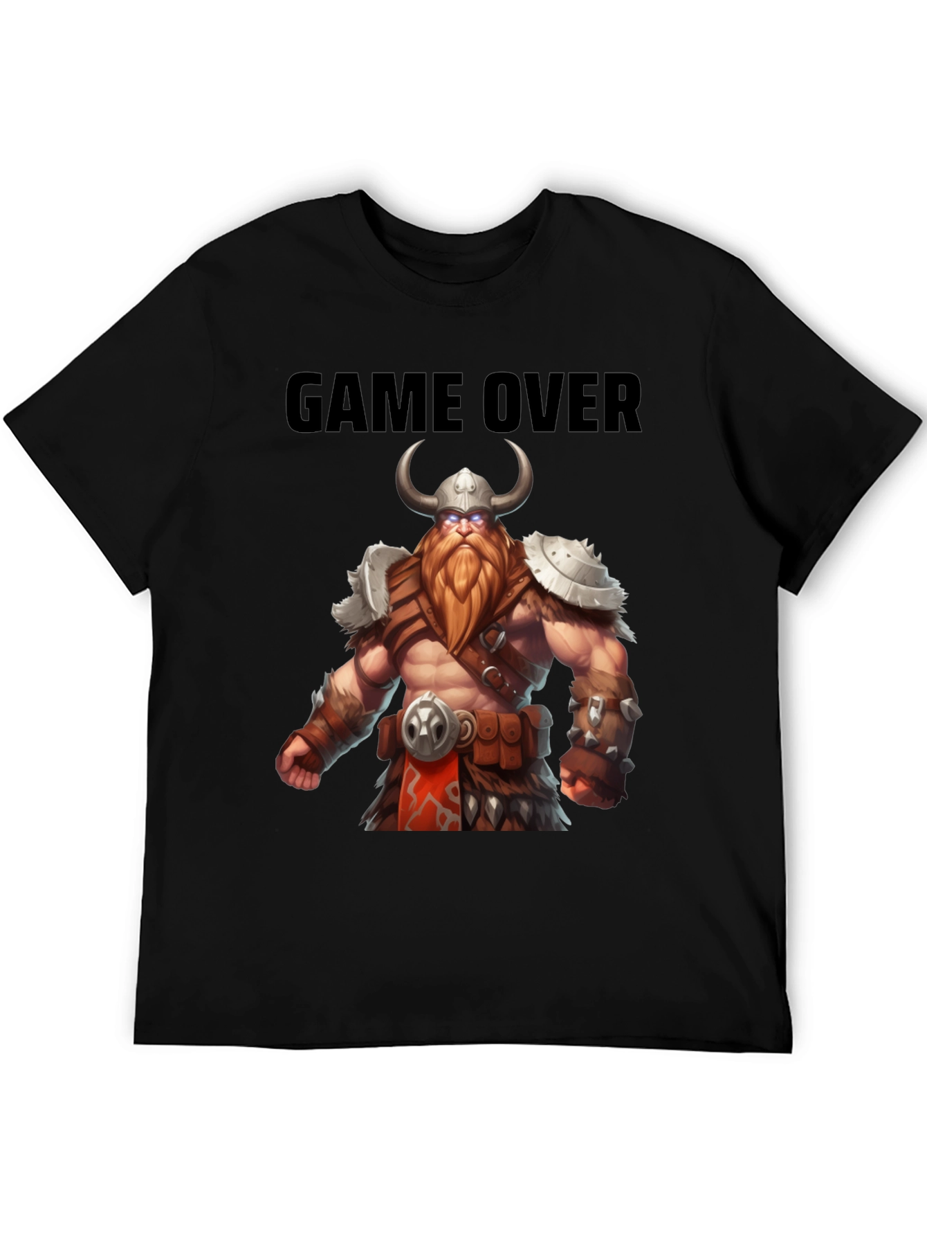 Game Over Viking Graphic Tee - Black Cotton Blend
