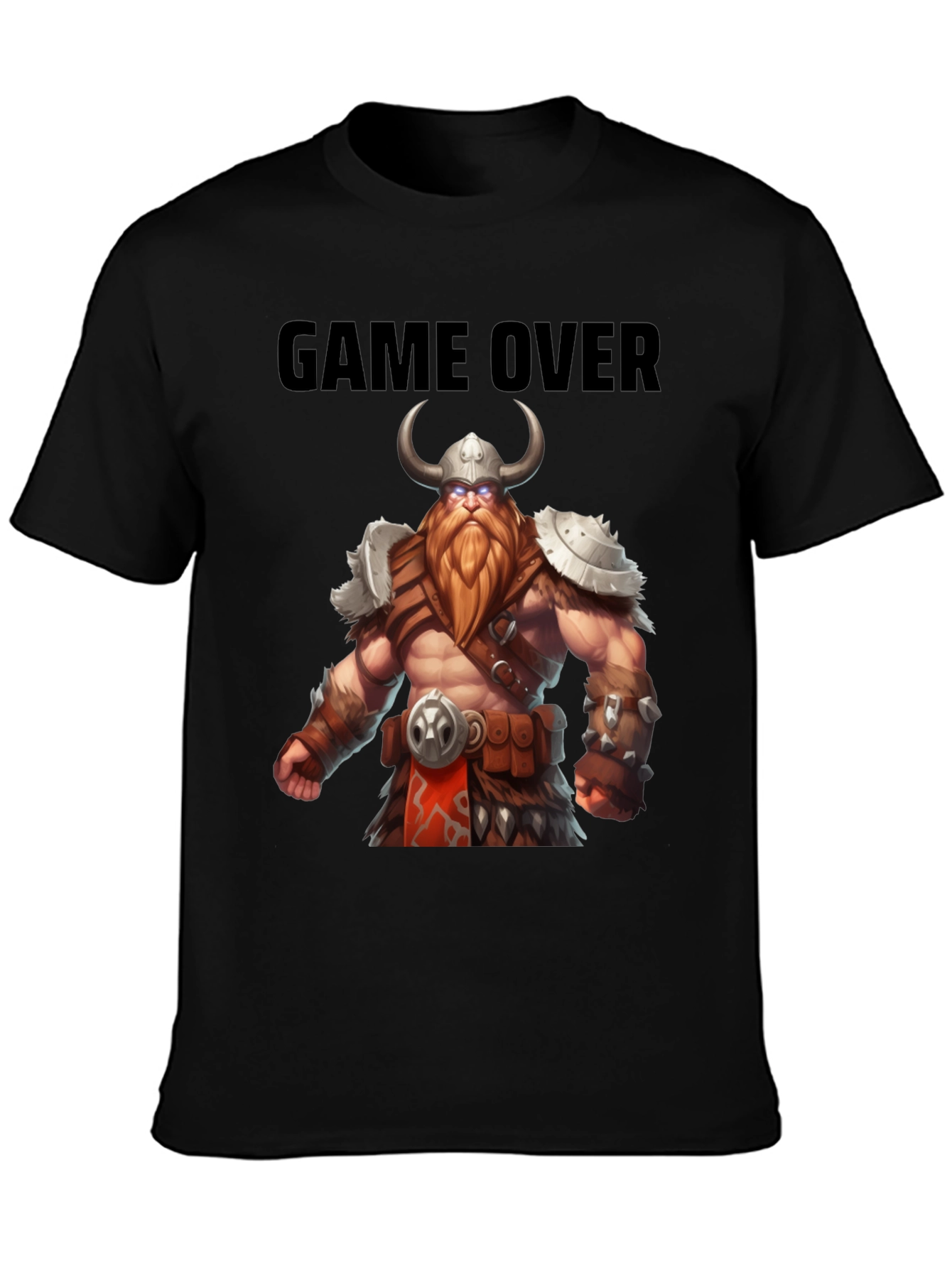 Game Over Viking Graphic Tee - Black Cotton Blend