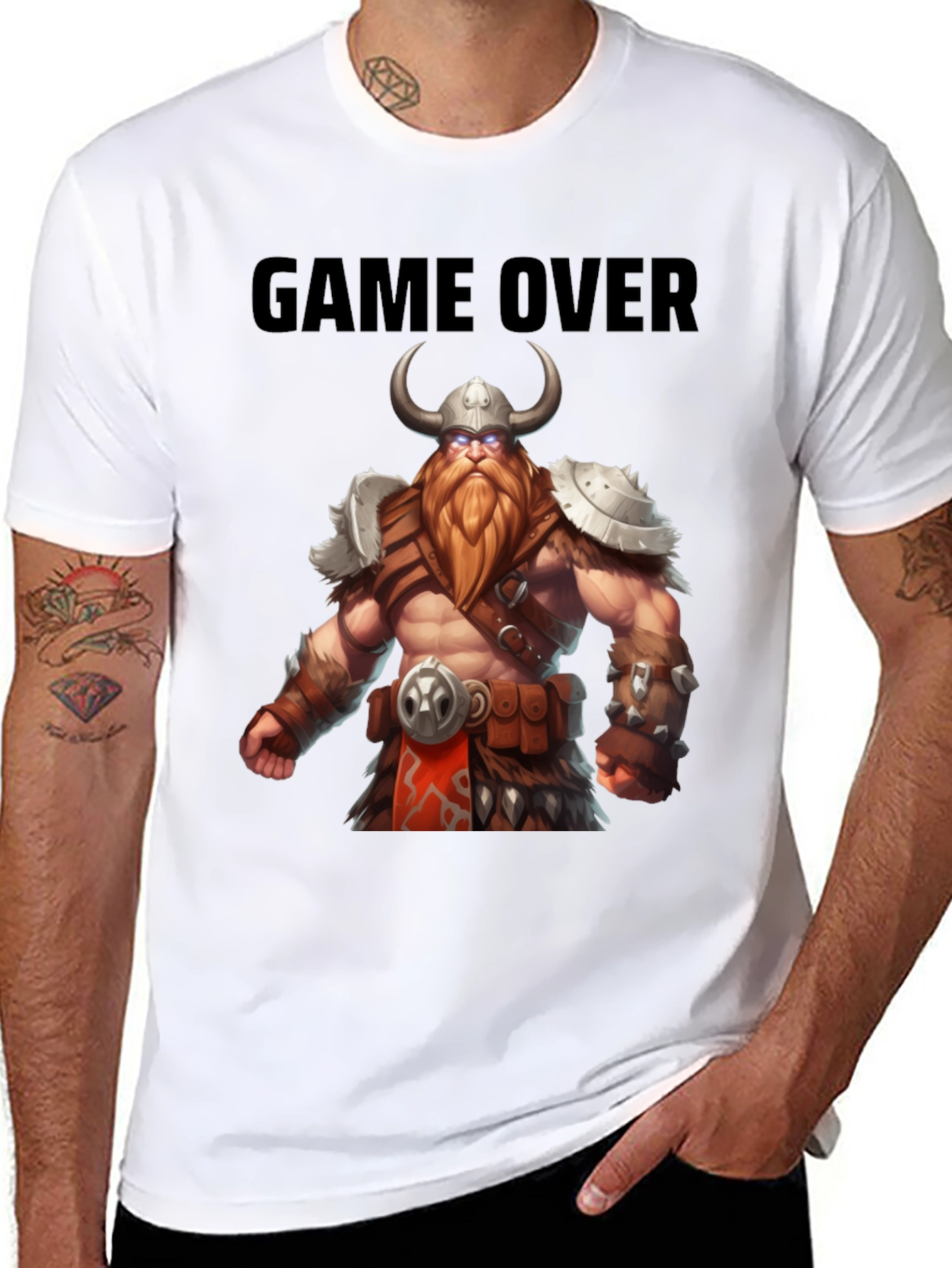 Game Over Viking Graphic Tee - Black Cotton Blend