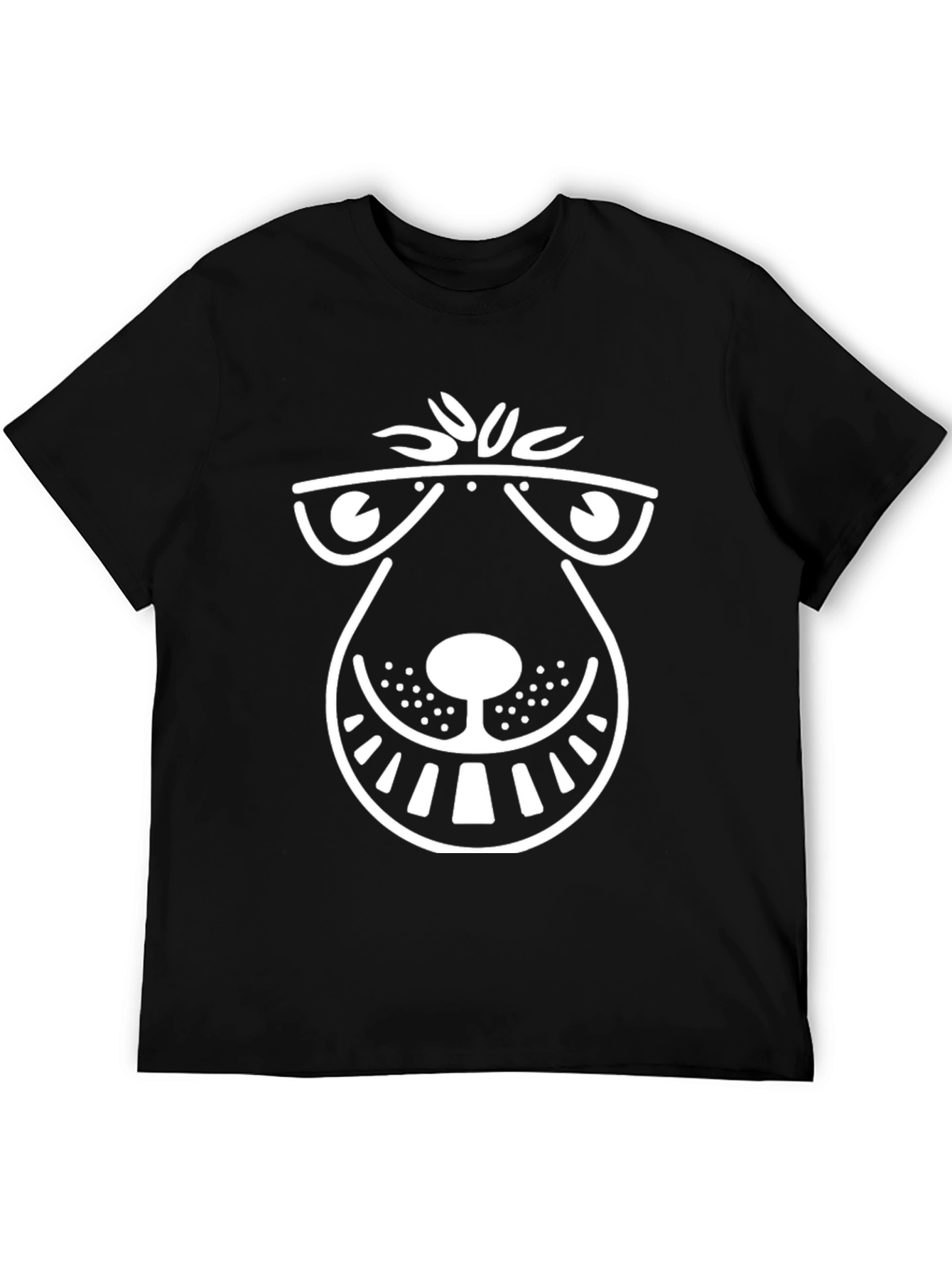 Funny Cartoon Face Black T-Shirt