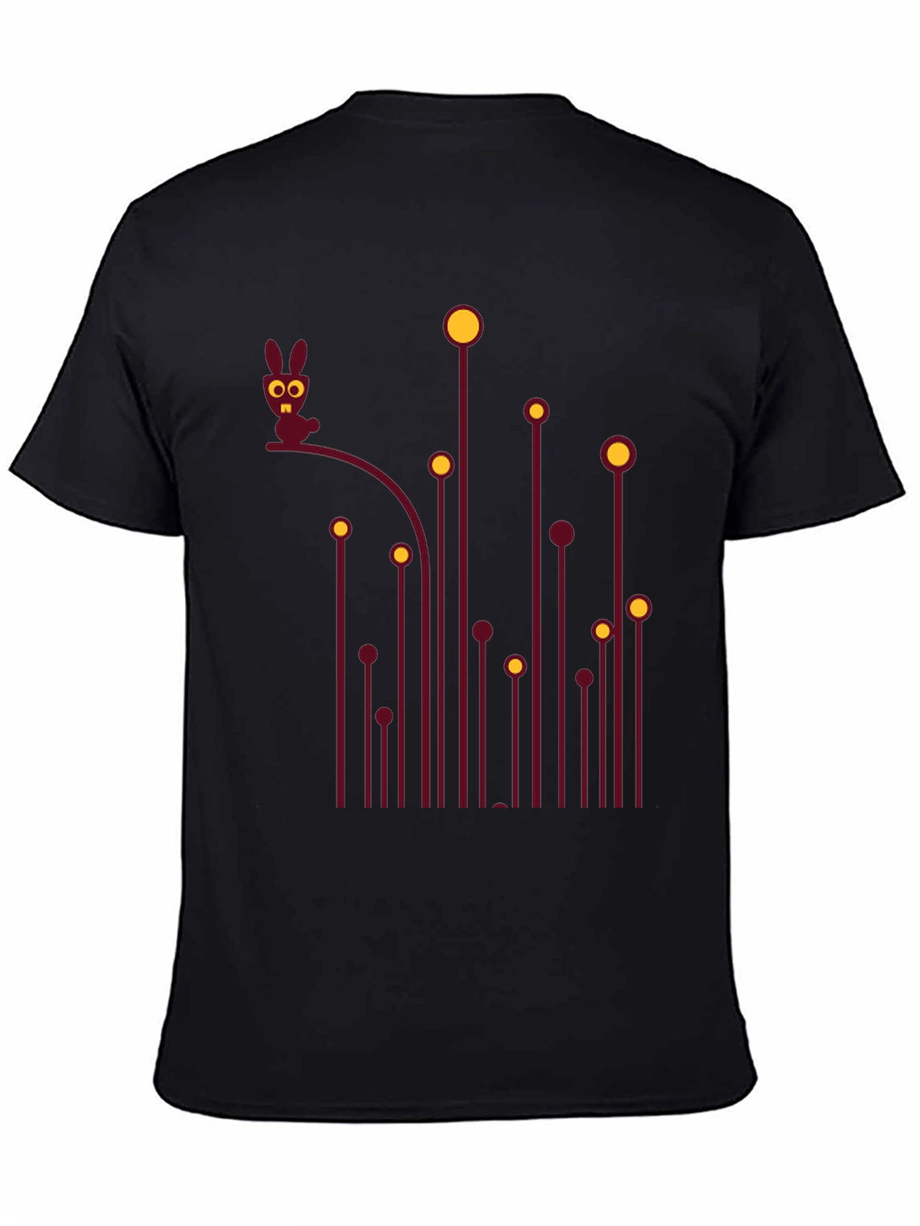 Whimsical Bunny Graphic Tee - Black Cotton T-Shirt