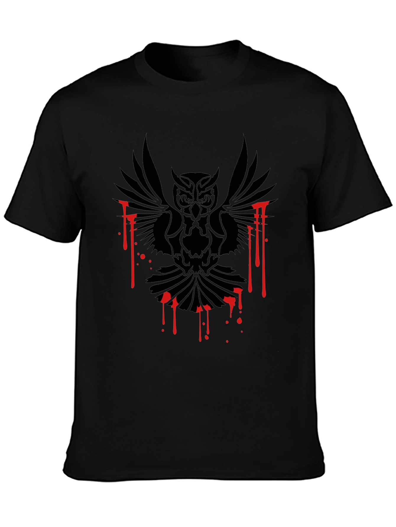 Black Owl Graphic Tee - Gothic Style